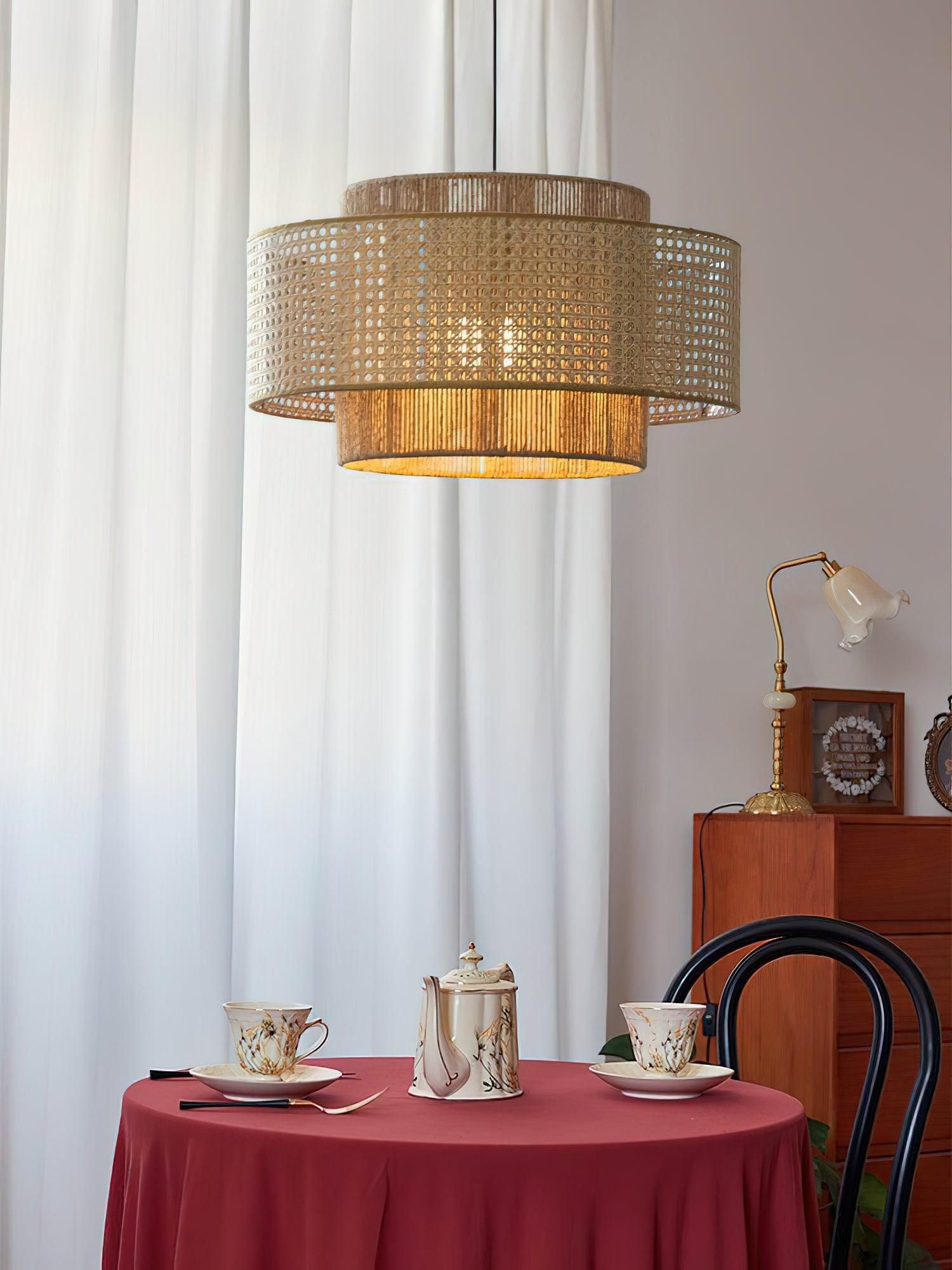 Crigen Concentric Rattan Pendant Light-Neutral Decor
