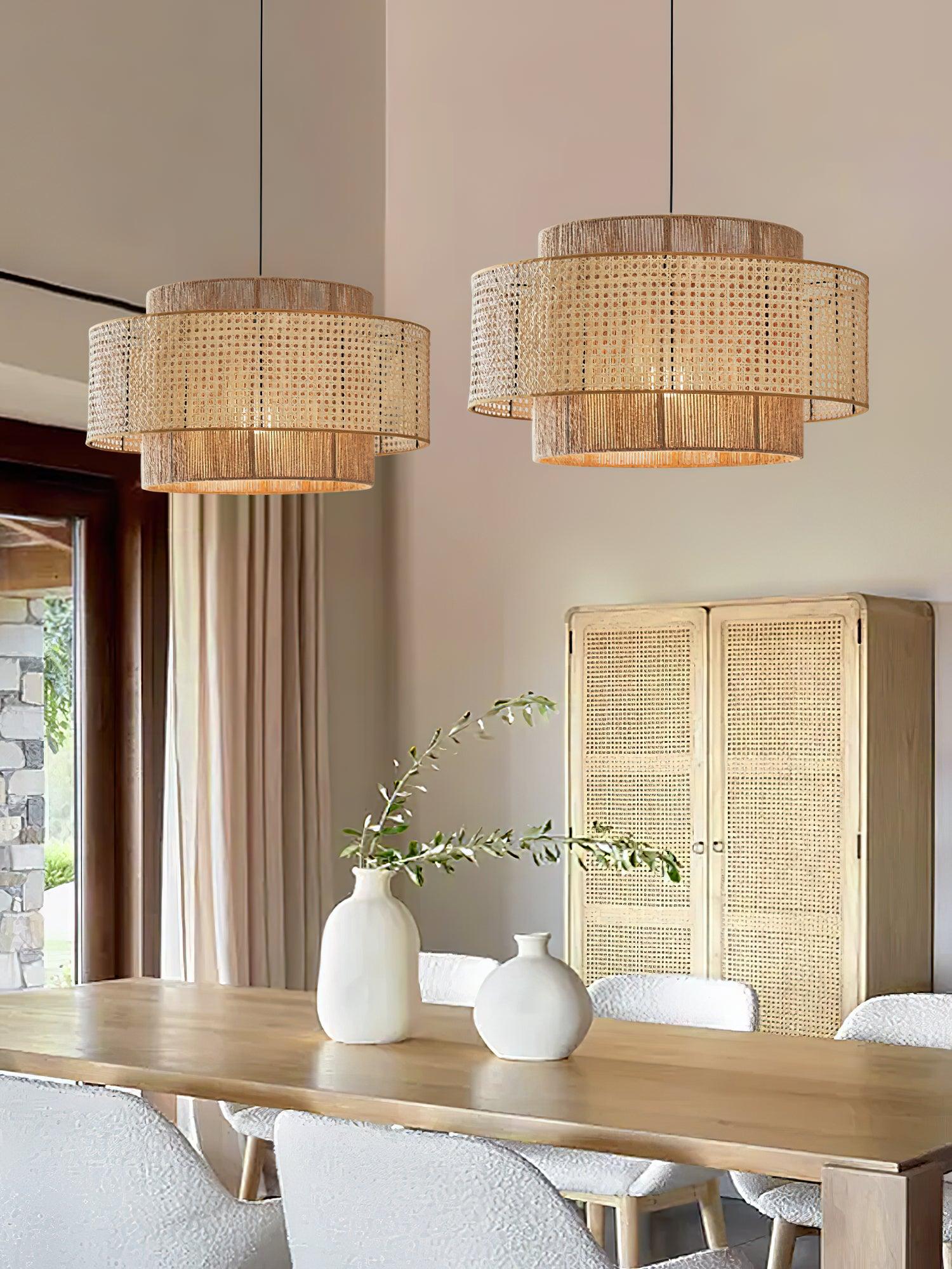 Crigen Concentric Rattan Pendant Light-Neutral Decor