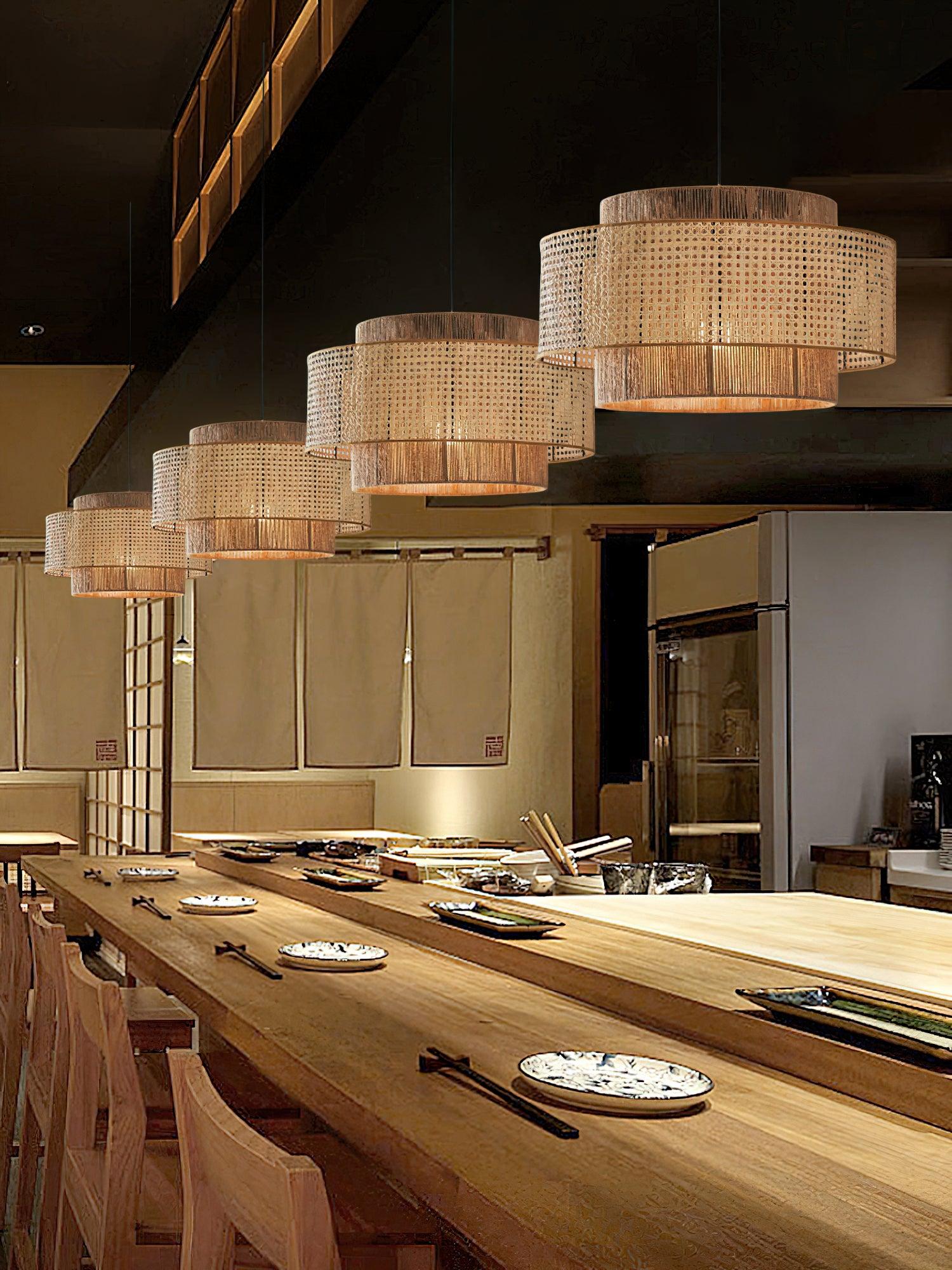 Crigen Concentric Rattan Pendant Light-Neutral Decor