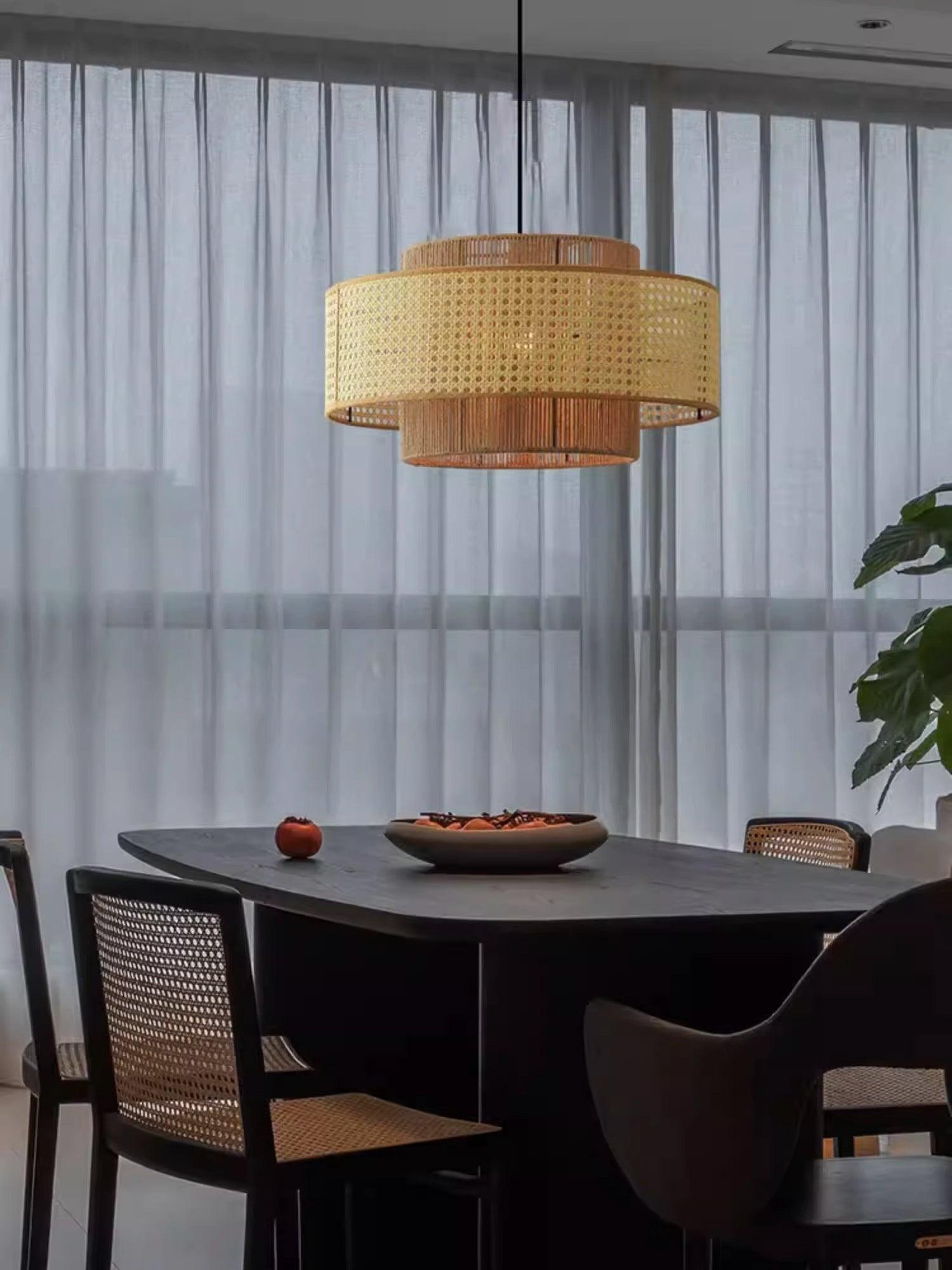 Crigen Concentric Rattan Pendant Light-Neutral Decor