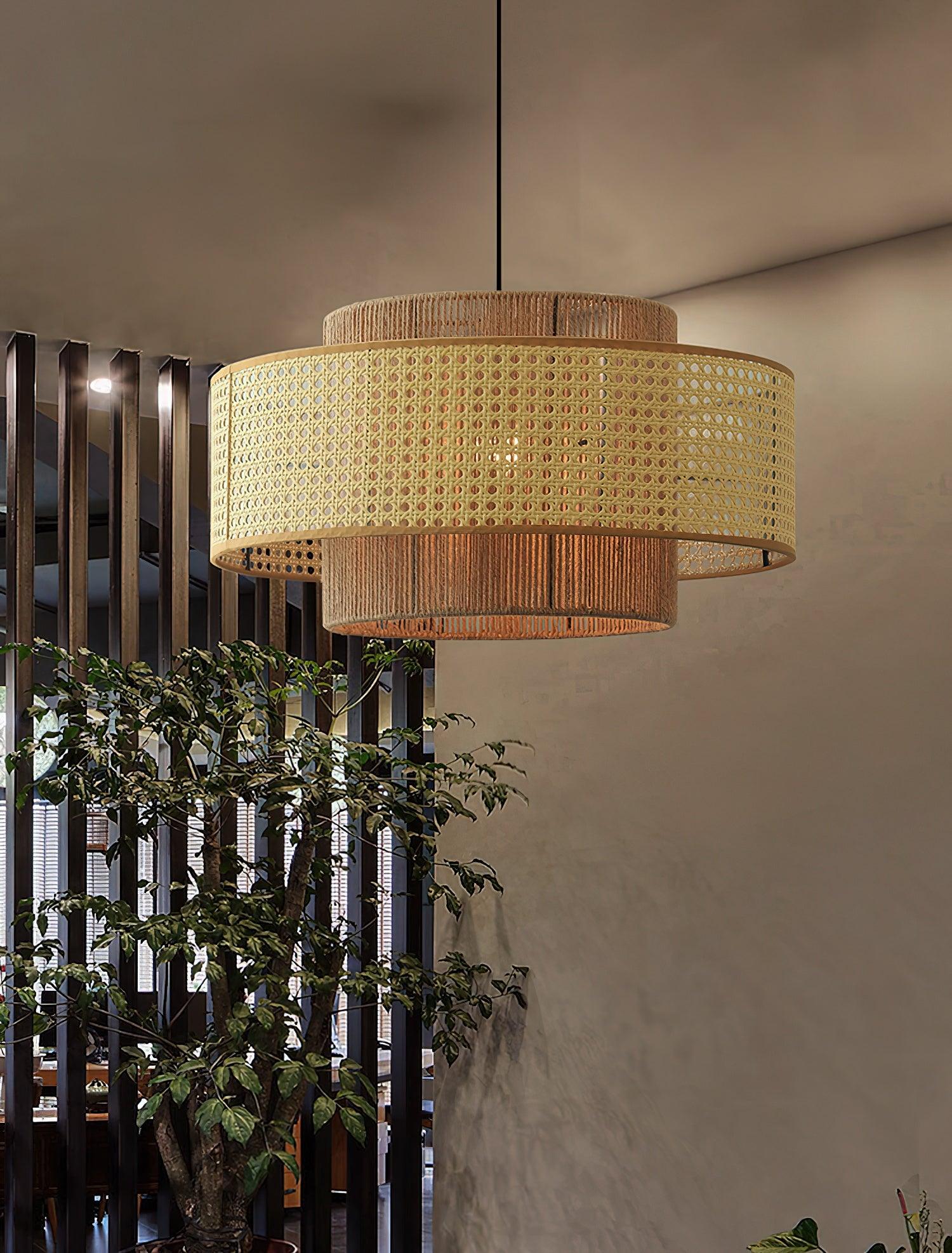 Crigen Concentric Rattan Pendant Light-Neutral Decor
