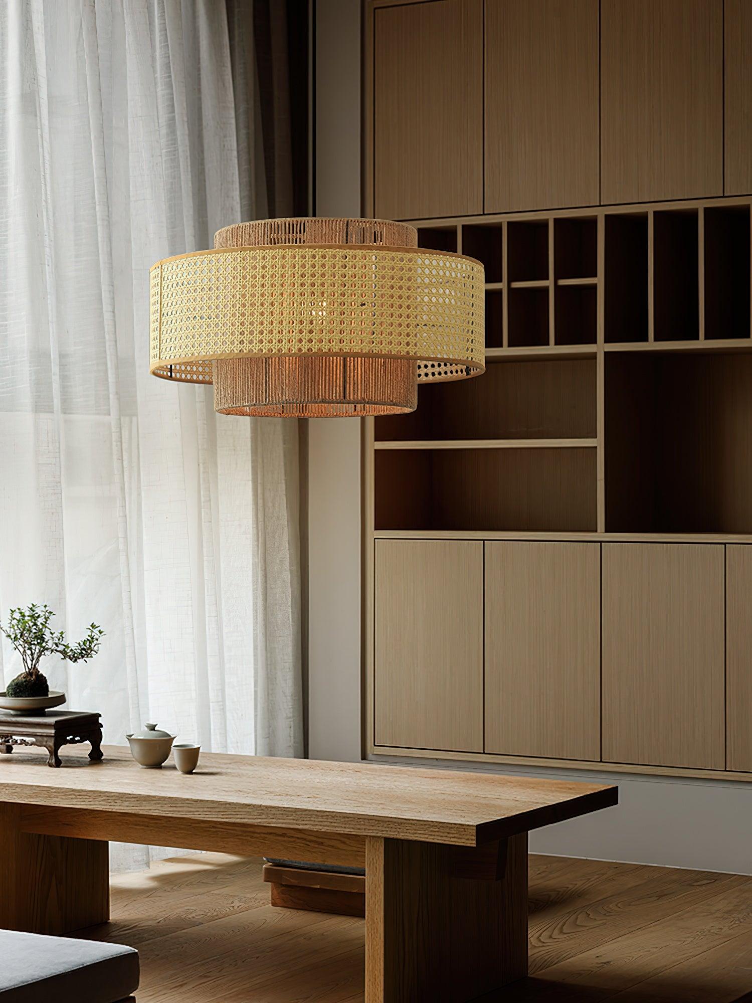 Crigen Concentric Rattan Pendant Light-Neutral Decor