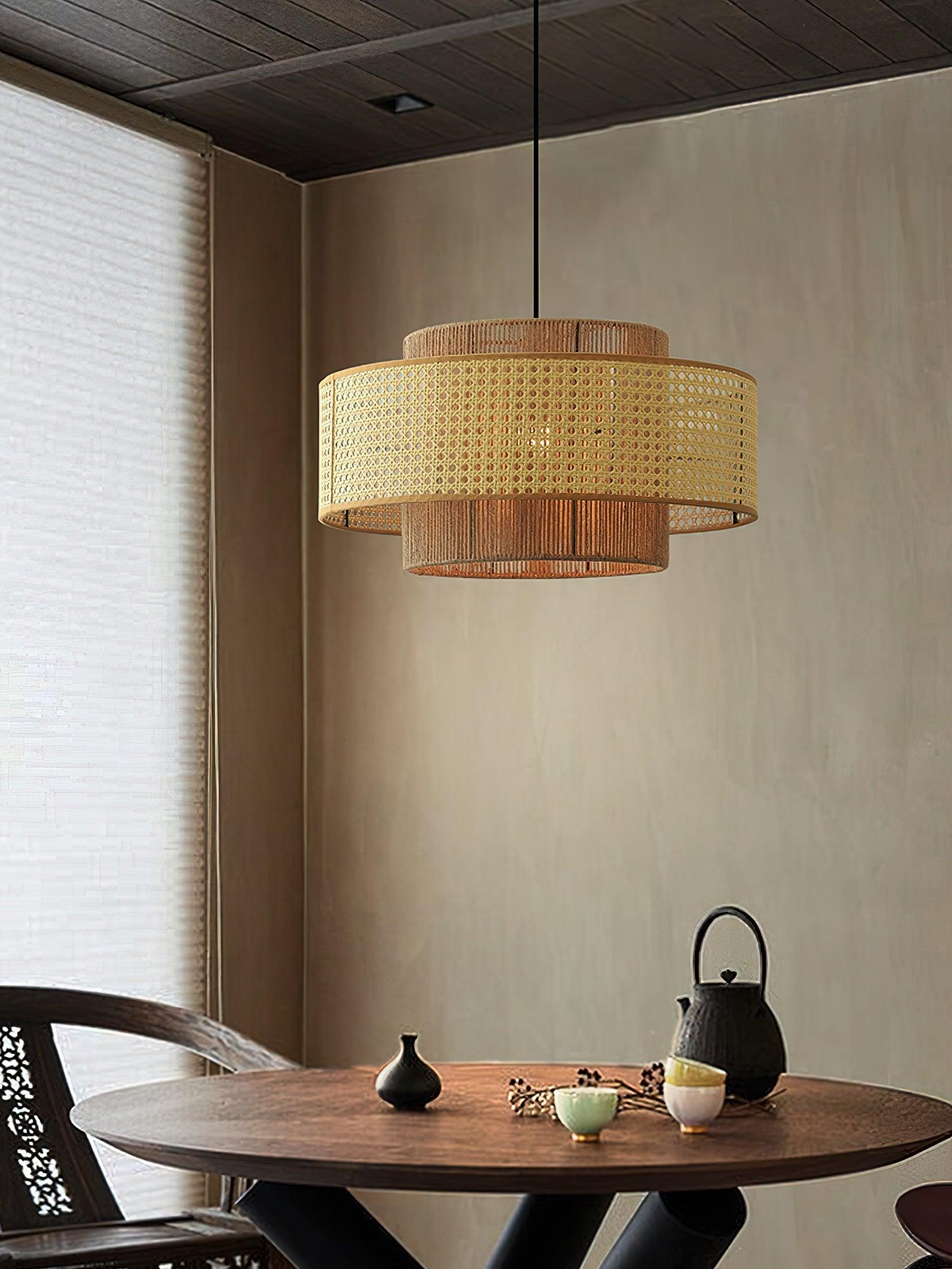Crigen Concentric Rattan Pendant Light-Neutral Decor