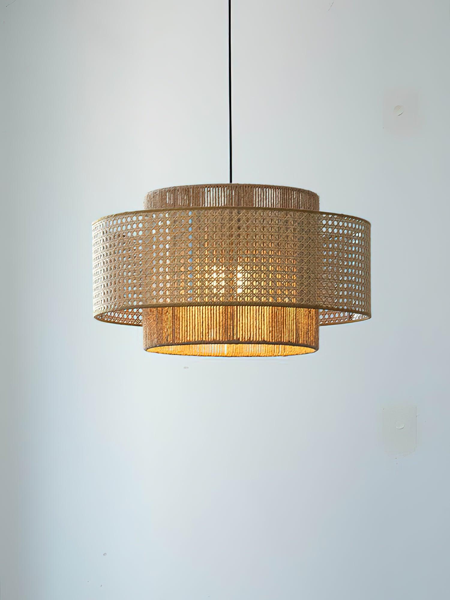 Crigen Concentric Rattan Pendant Light-Neutral Decor