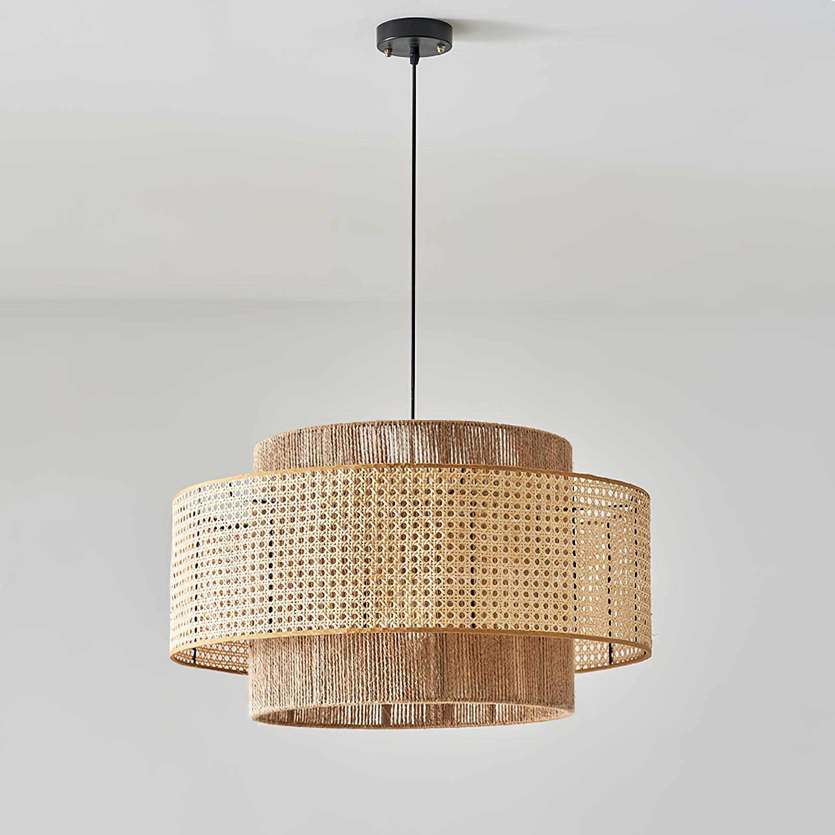 Crigen Concentric Rattan Pendant Light-Neutral Decor