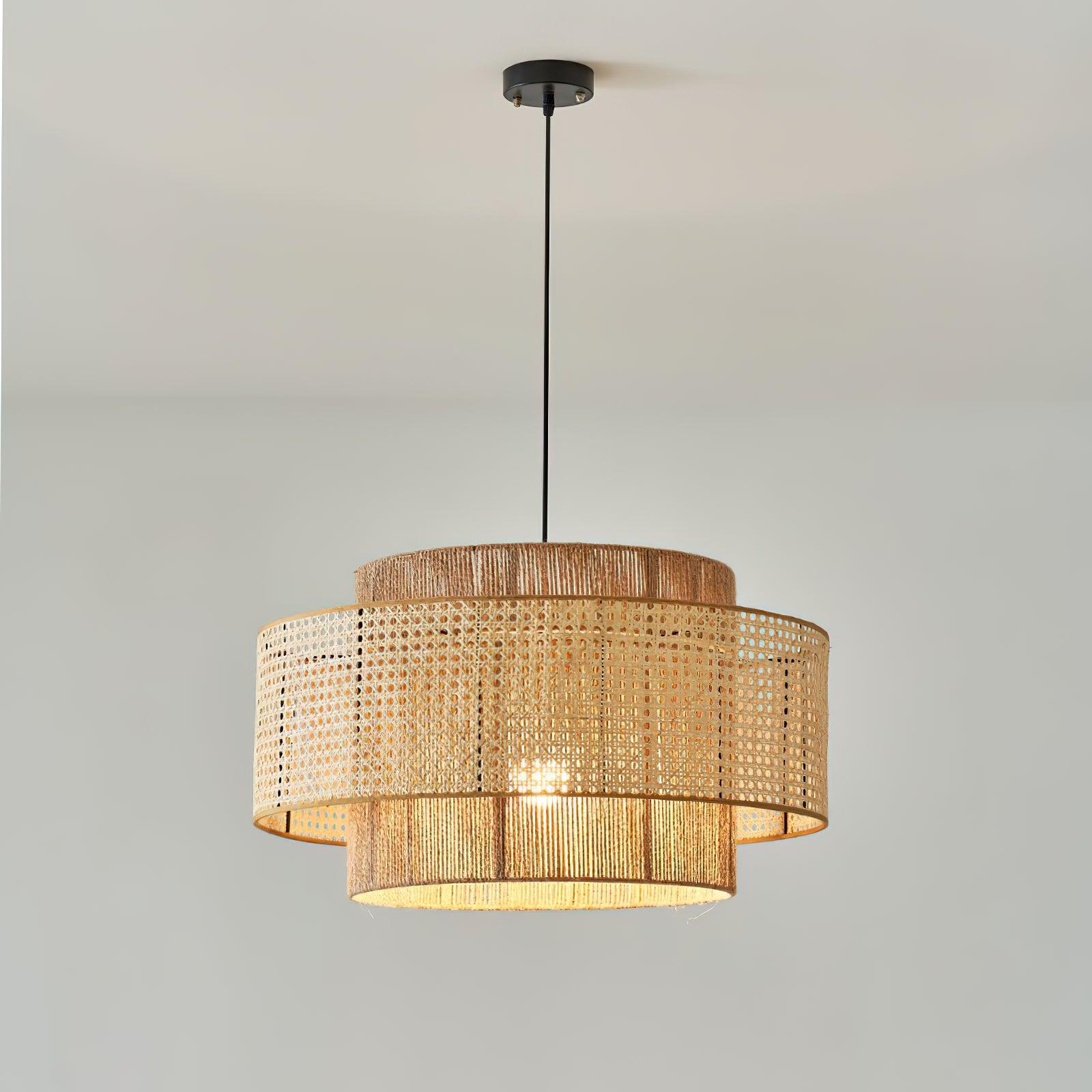 Crigen Concentric Rattan Pendant Light-Neutral Decor