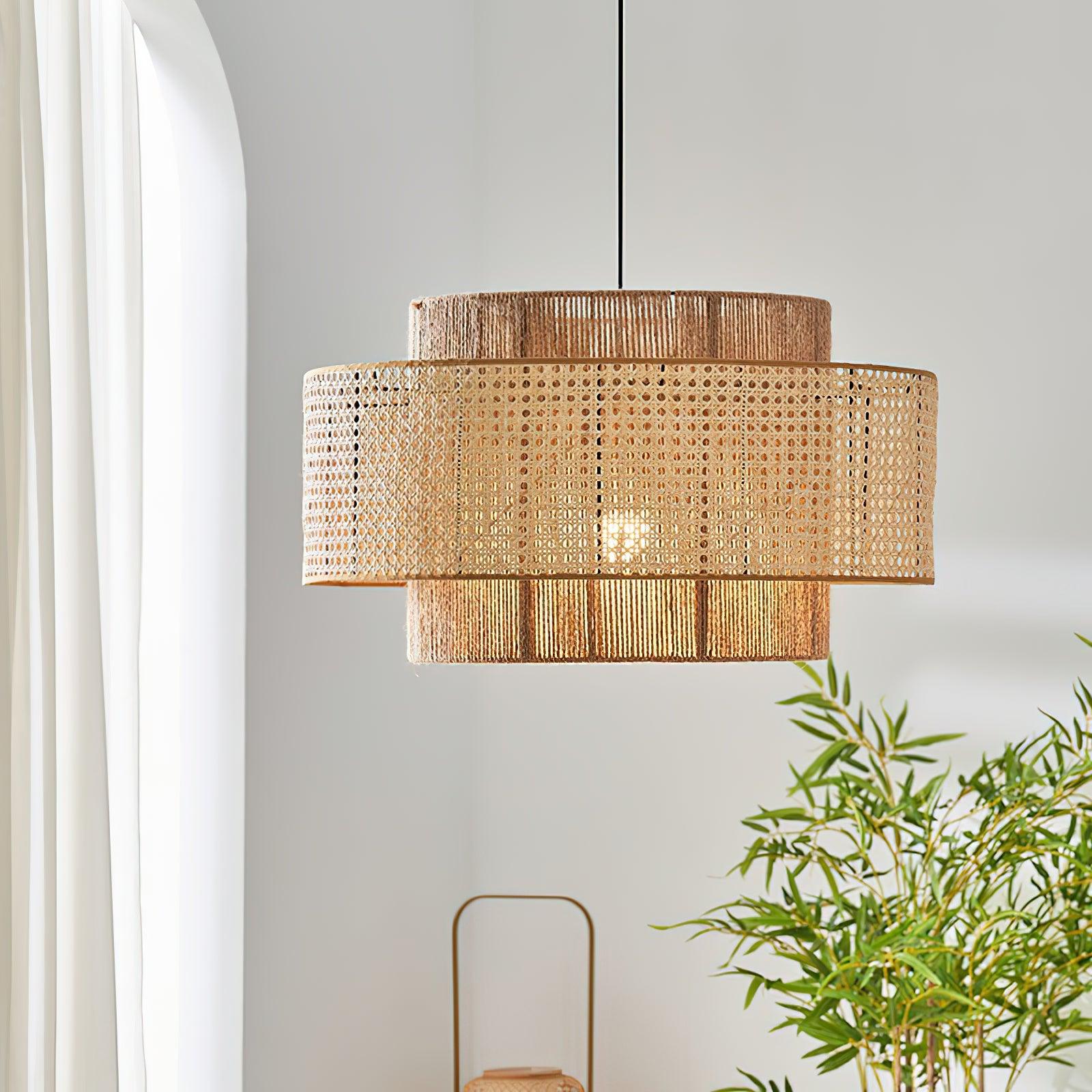 Crigen Concentric Rattan Pendant Light-Neutral Decor