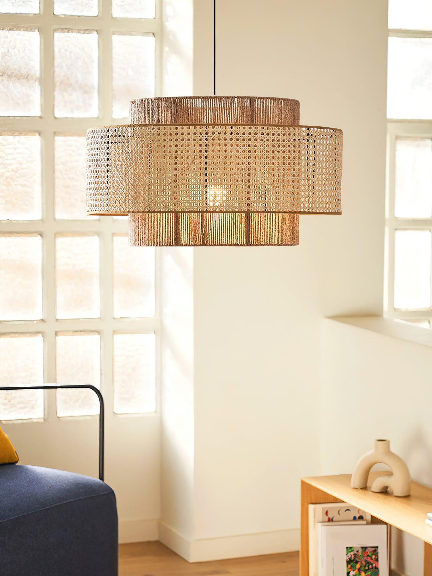 Crigen Concentric Rattan Pendant Light-Neutral Decor