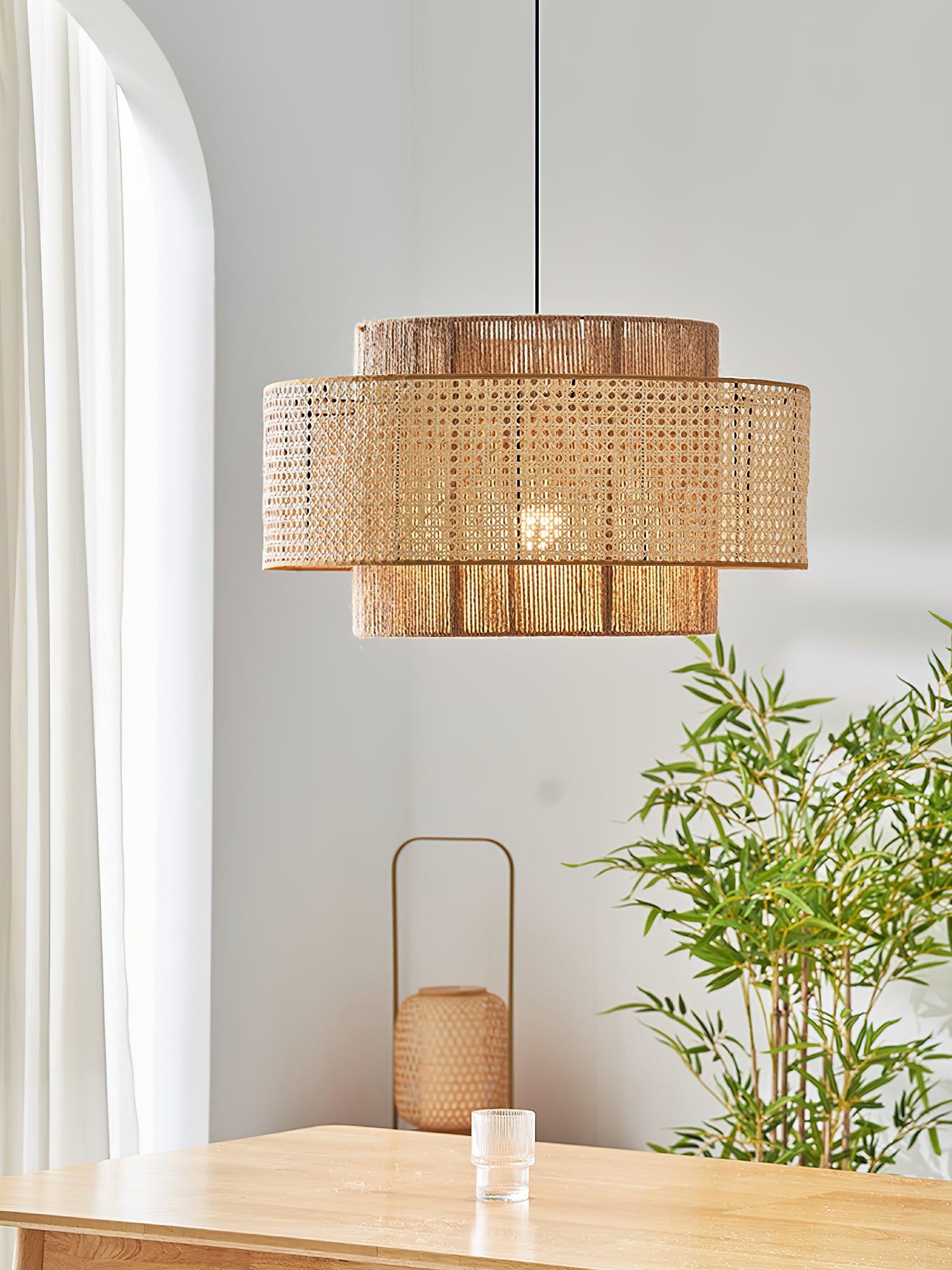 Crigen Concentric Rattan Pendant Light-Neutral Decor