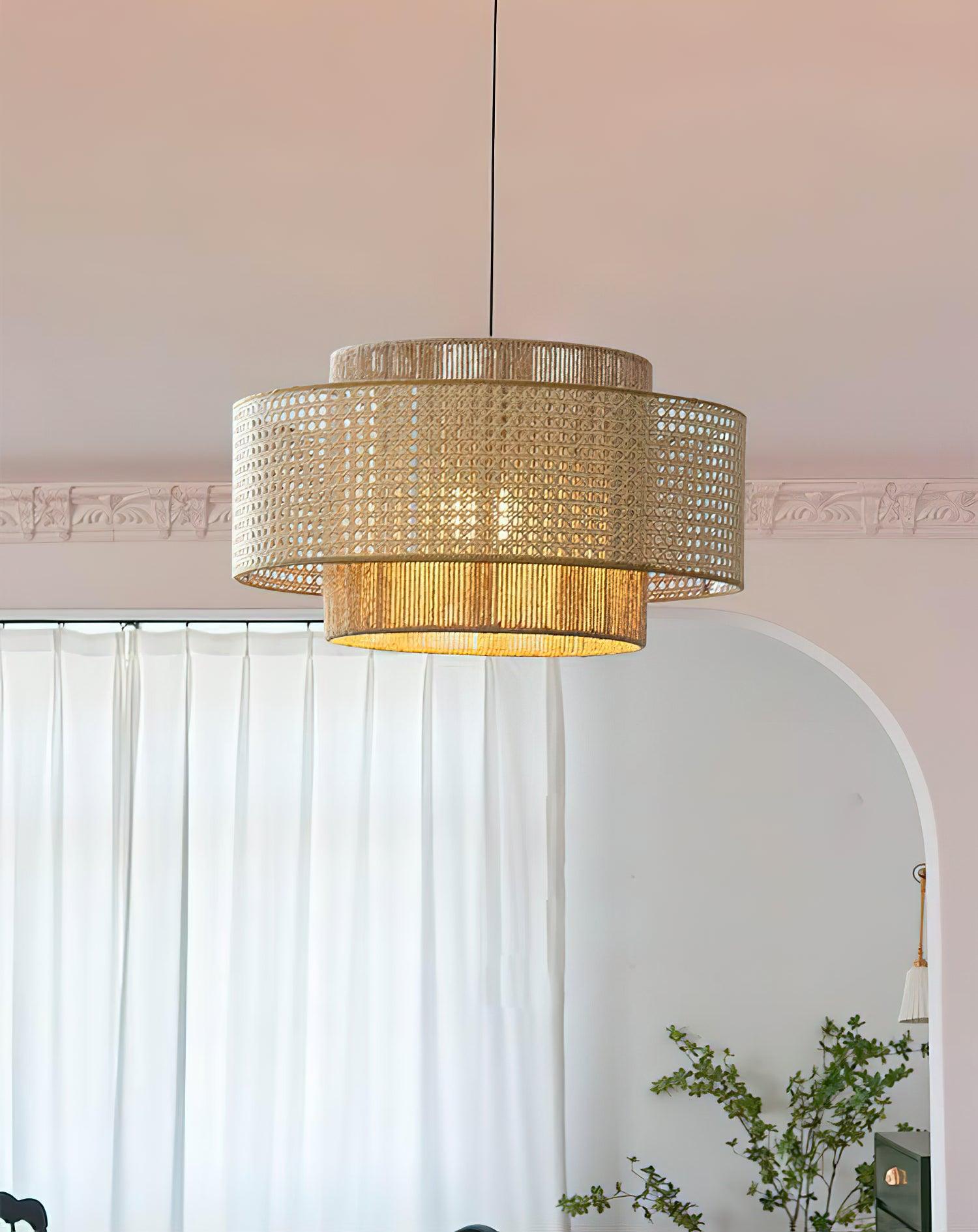 Crigen Concentric Rattan Pendant Light-Neutral Decor