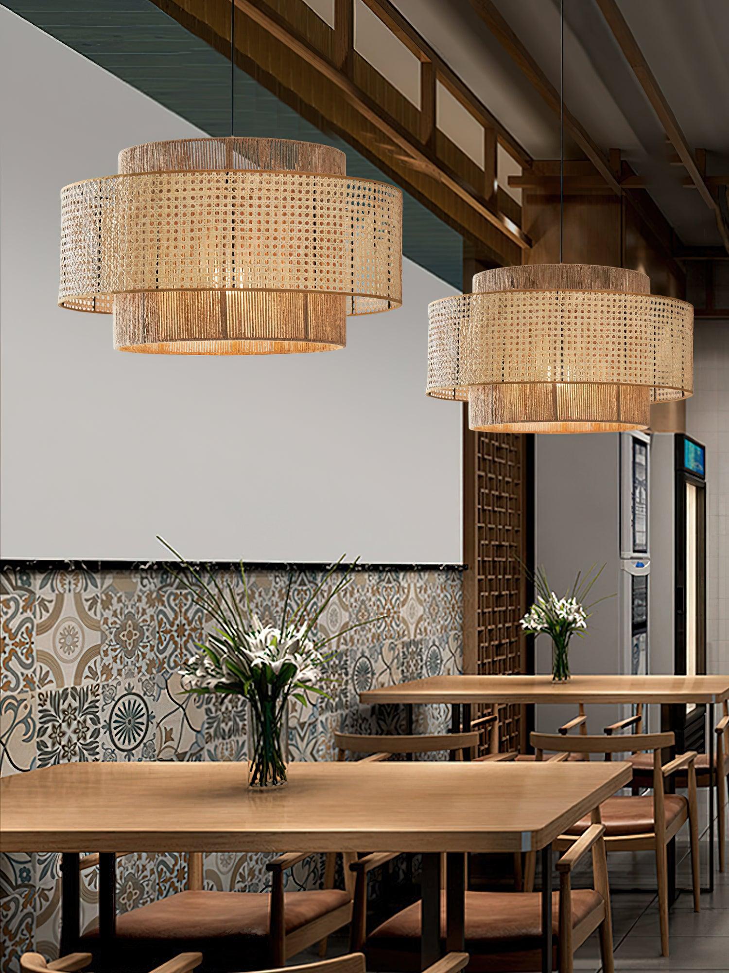Crigen Concentric Rattan Pendant Light-Neutral Decor