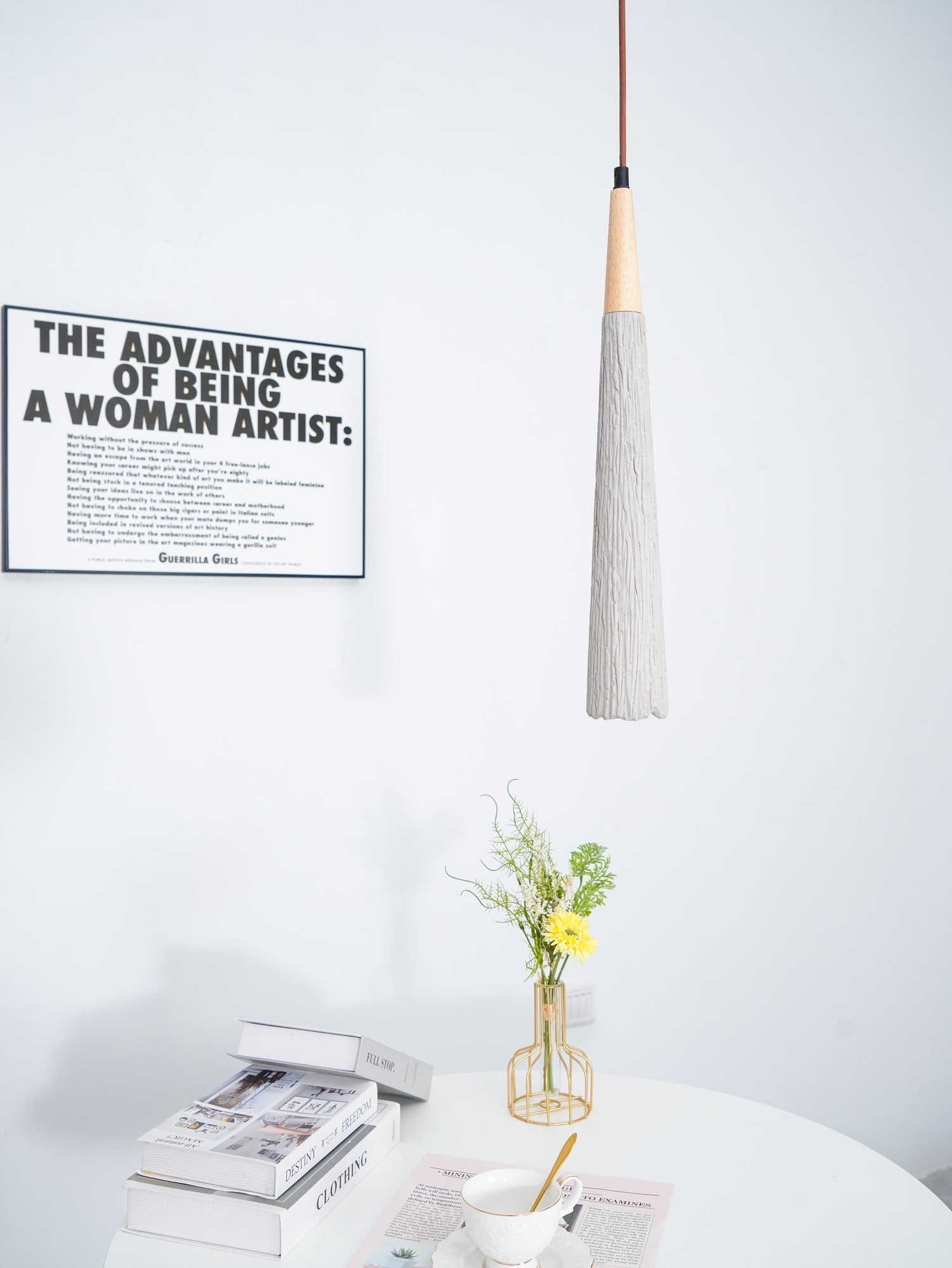 Lirixon Pendant Lamp Concrete Pleated-Neutral Decor