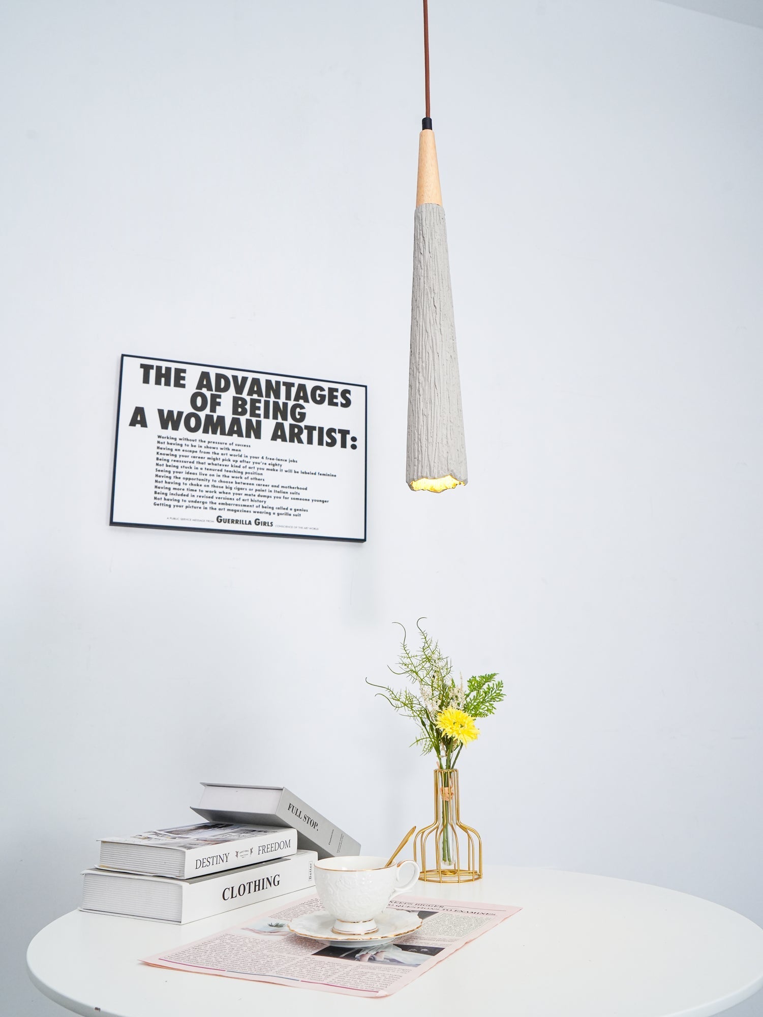 Lirixon Pendant Lamp Concrete Pleated-Neutral Decor