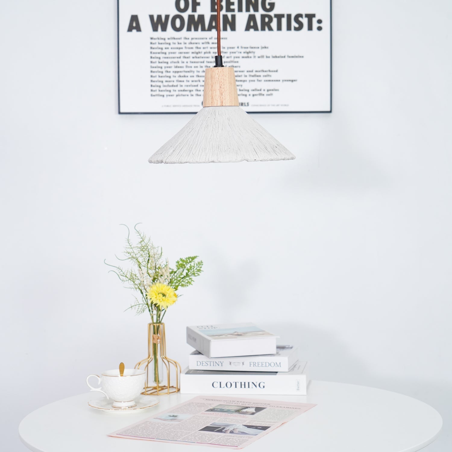 Lirixon Pendant Lamp Concrete Pleated-Neutral Decor