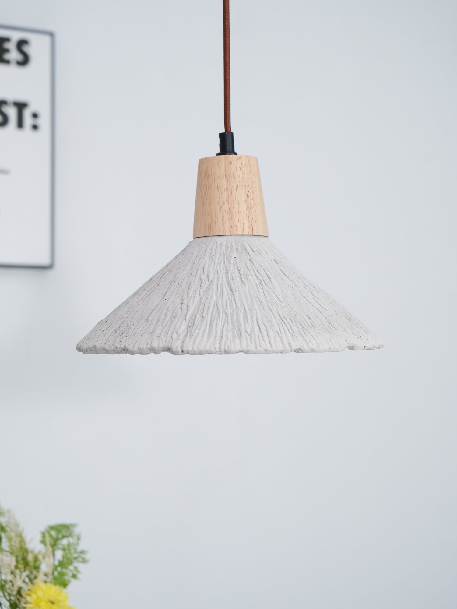 Lirixon Pendant Lamp Concrete Pleated-Neutral Decor