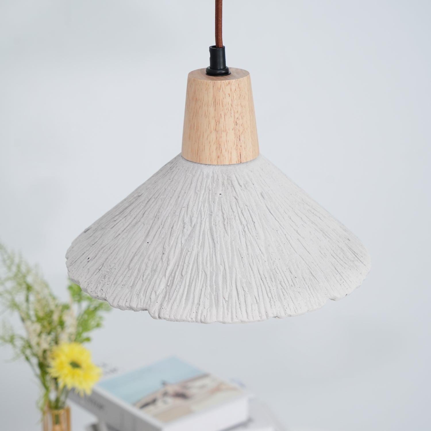 Lirixon Pendant Lamp Concrete Pleated-Neutral Decor