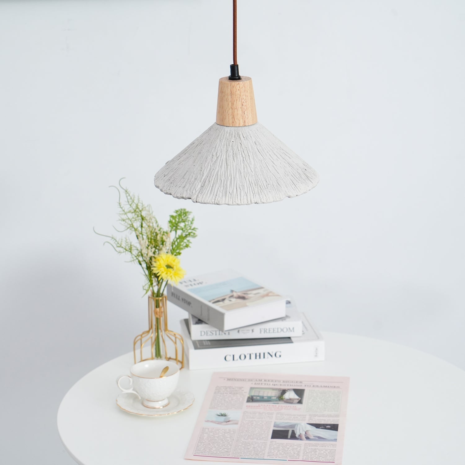 Lirixon Pendant Lamp Concrete Pleated-Neutral Decor