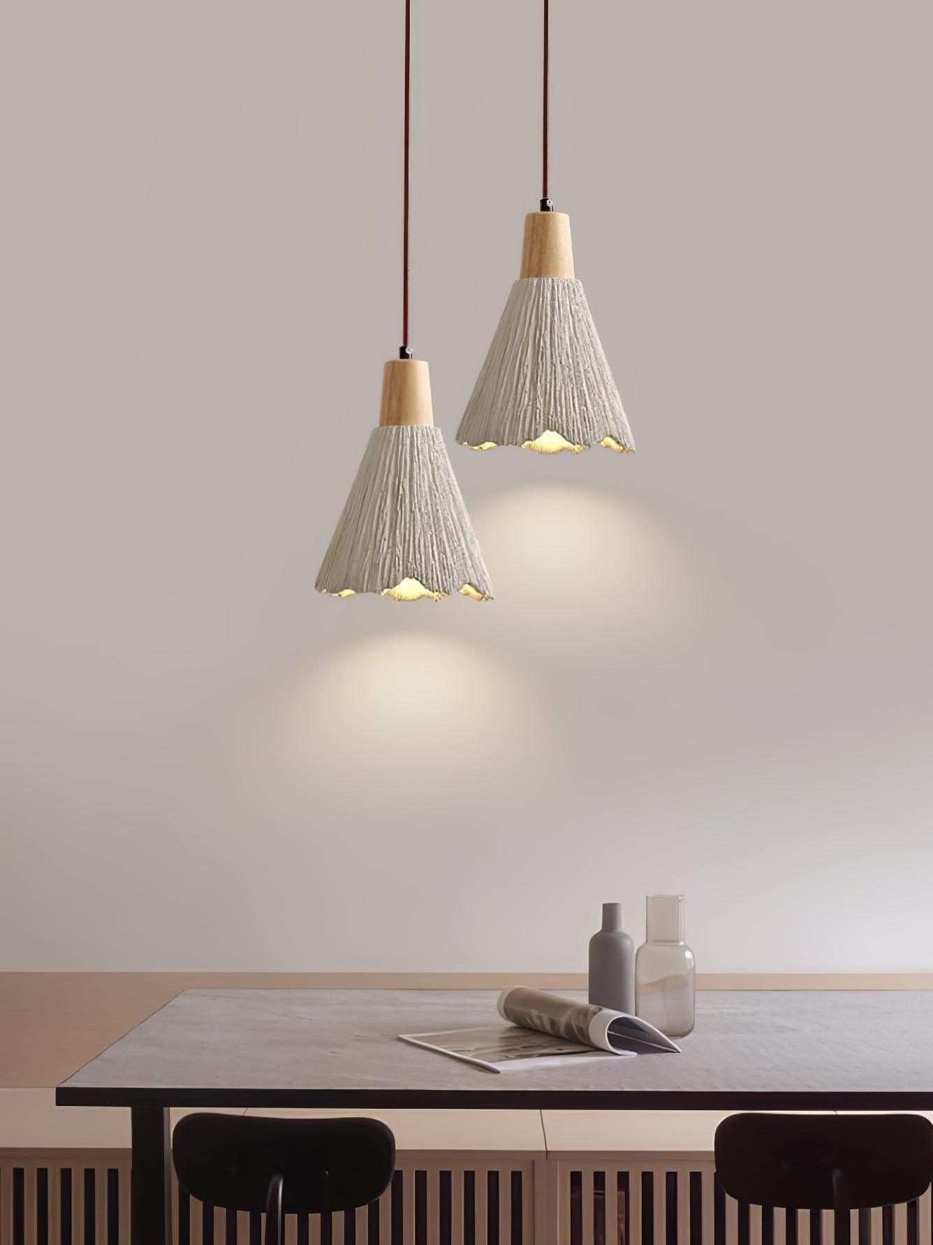 Lirixon Pendant Lamp Concrete Pleated-Neutral Decor