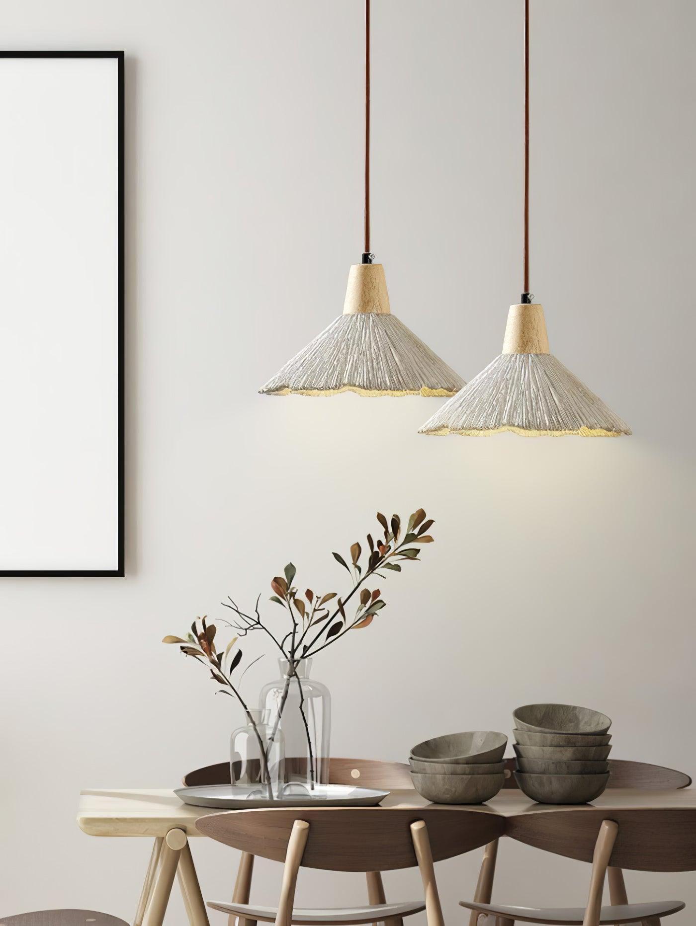 Lirixon Pendant Lamp Concrete Pleated-Neutral Decor