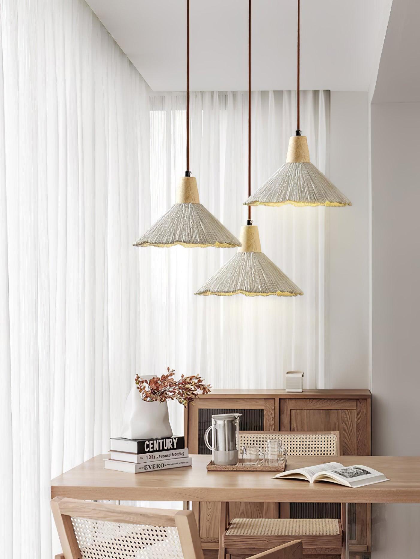 Lirixon Pendant Lamp Concrete Pleated-Neutral Decor