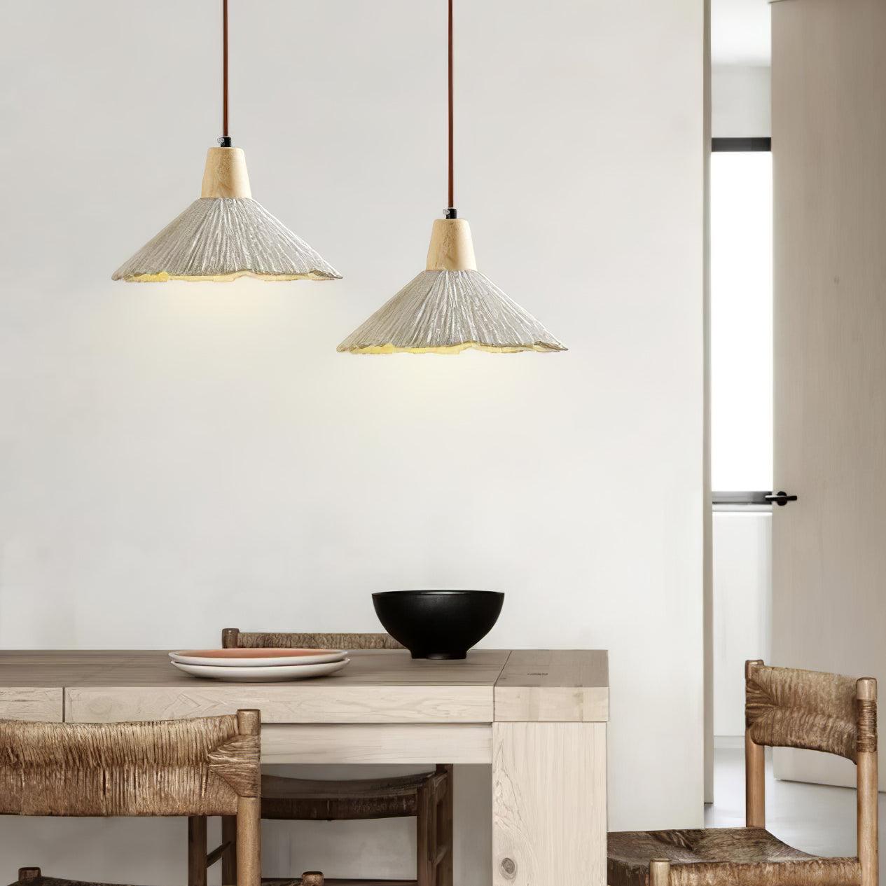 Lirixon Pendant Lamp Concrete Pleated-Neutral Decor