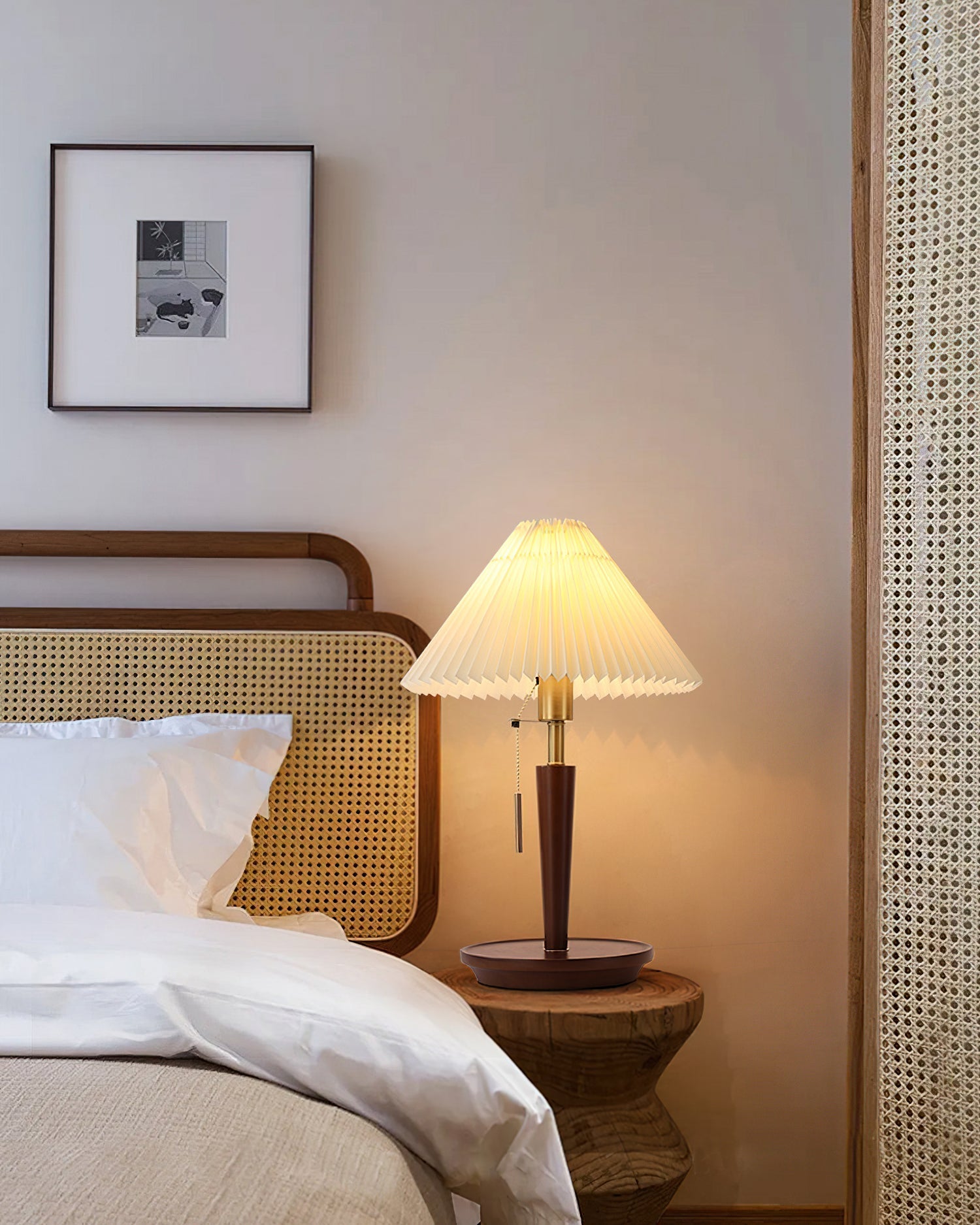 Novace Fabric Wood Table Lamp-Neutral Decor