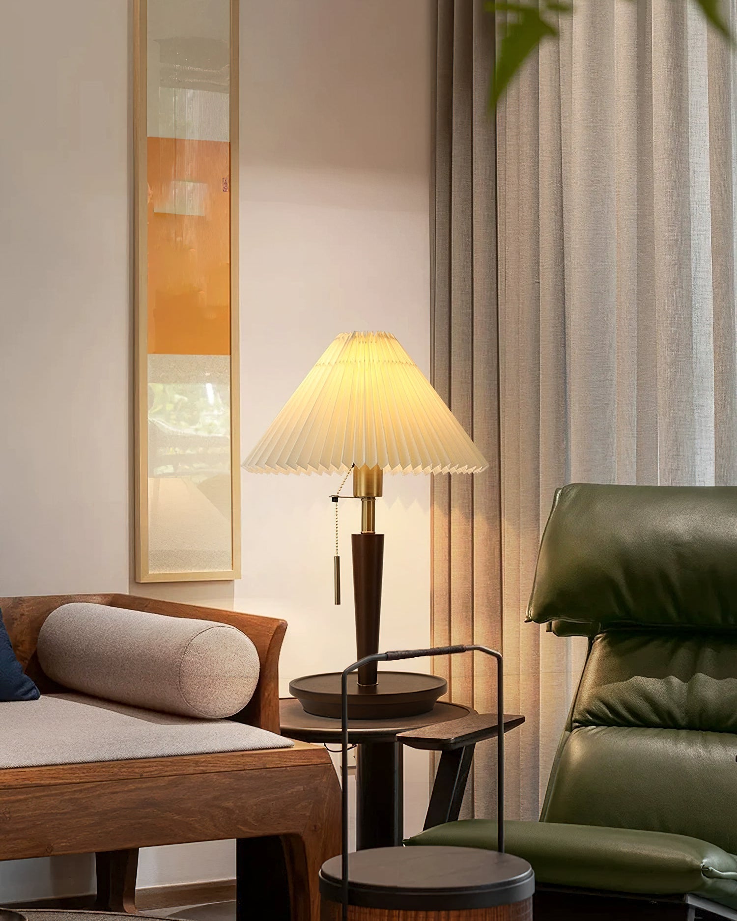 Novace Fabric Wood Table Lamp-Neutral Decor