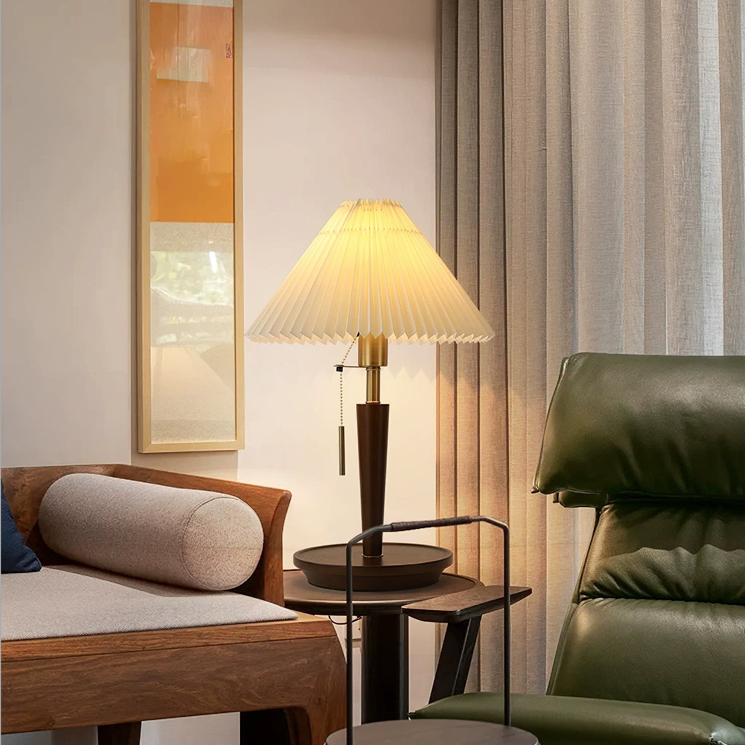 Novace Fabric Wood Table Lamp-Neutral Decor