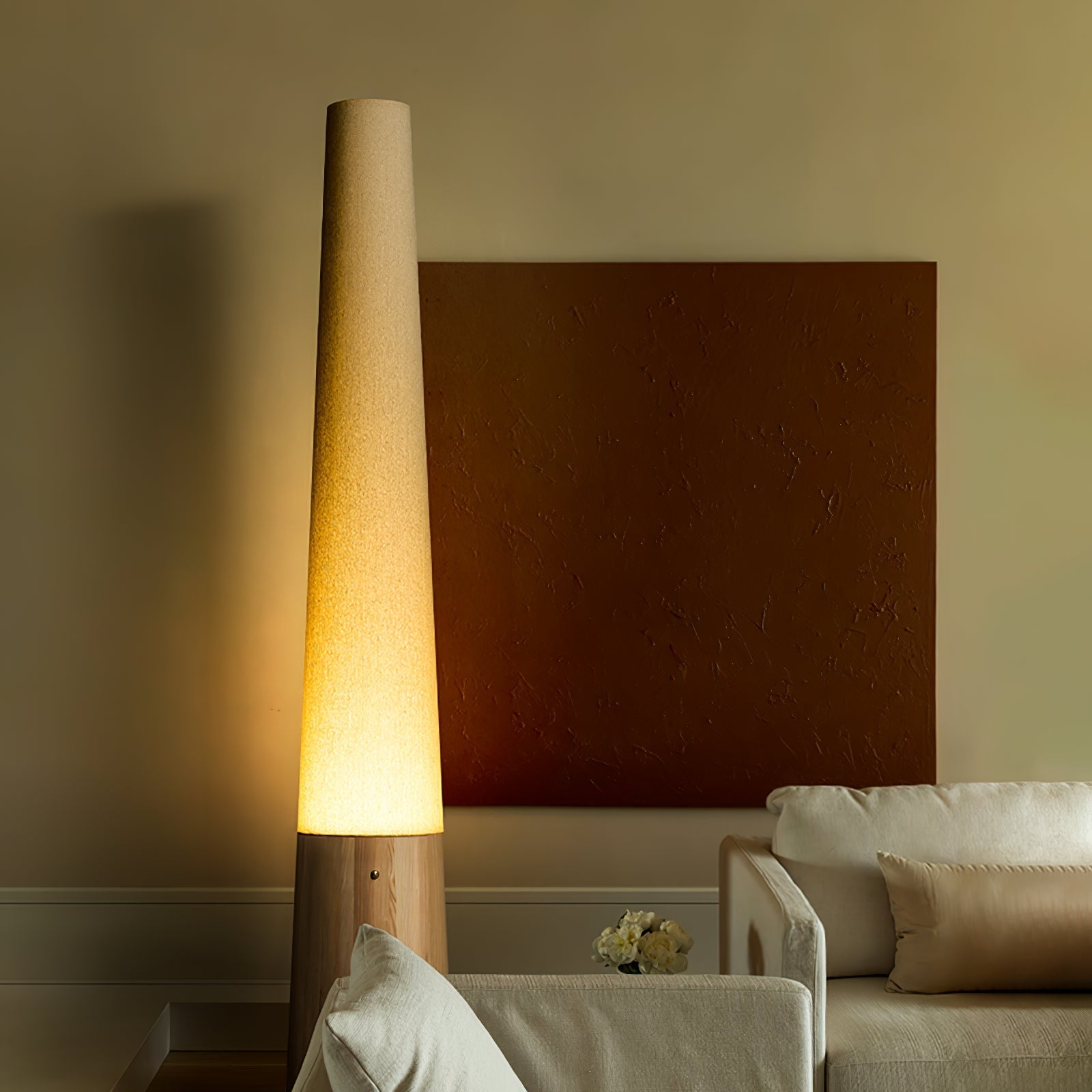 Glow Cone Wooden Floor Lamp-Neutral Decor