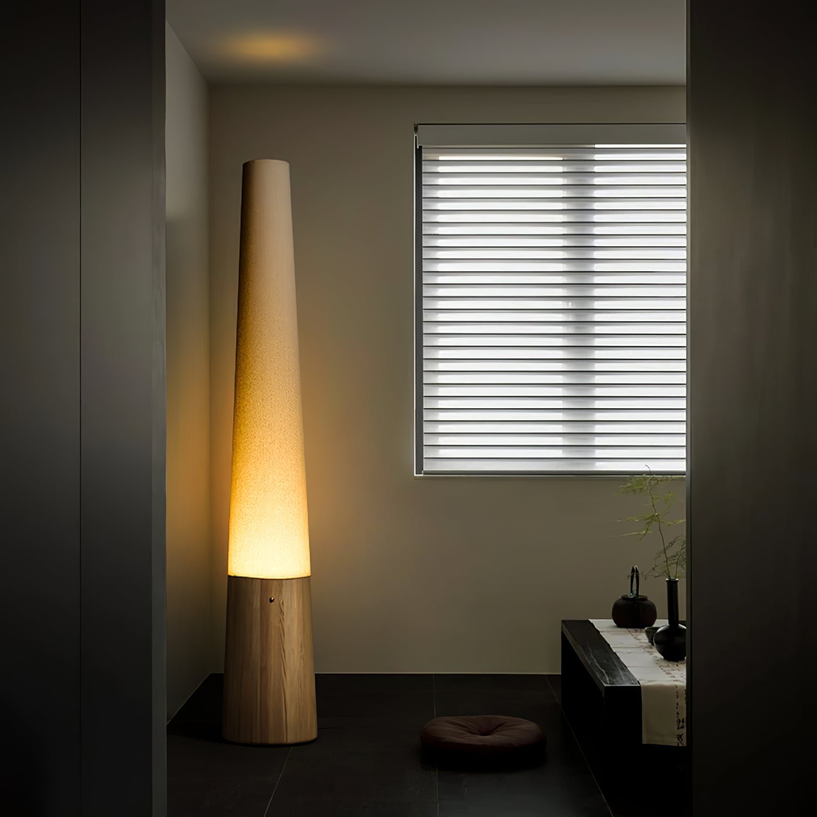 Glow Cone Wooden Floor Lamp-Neutral Decor