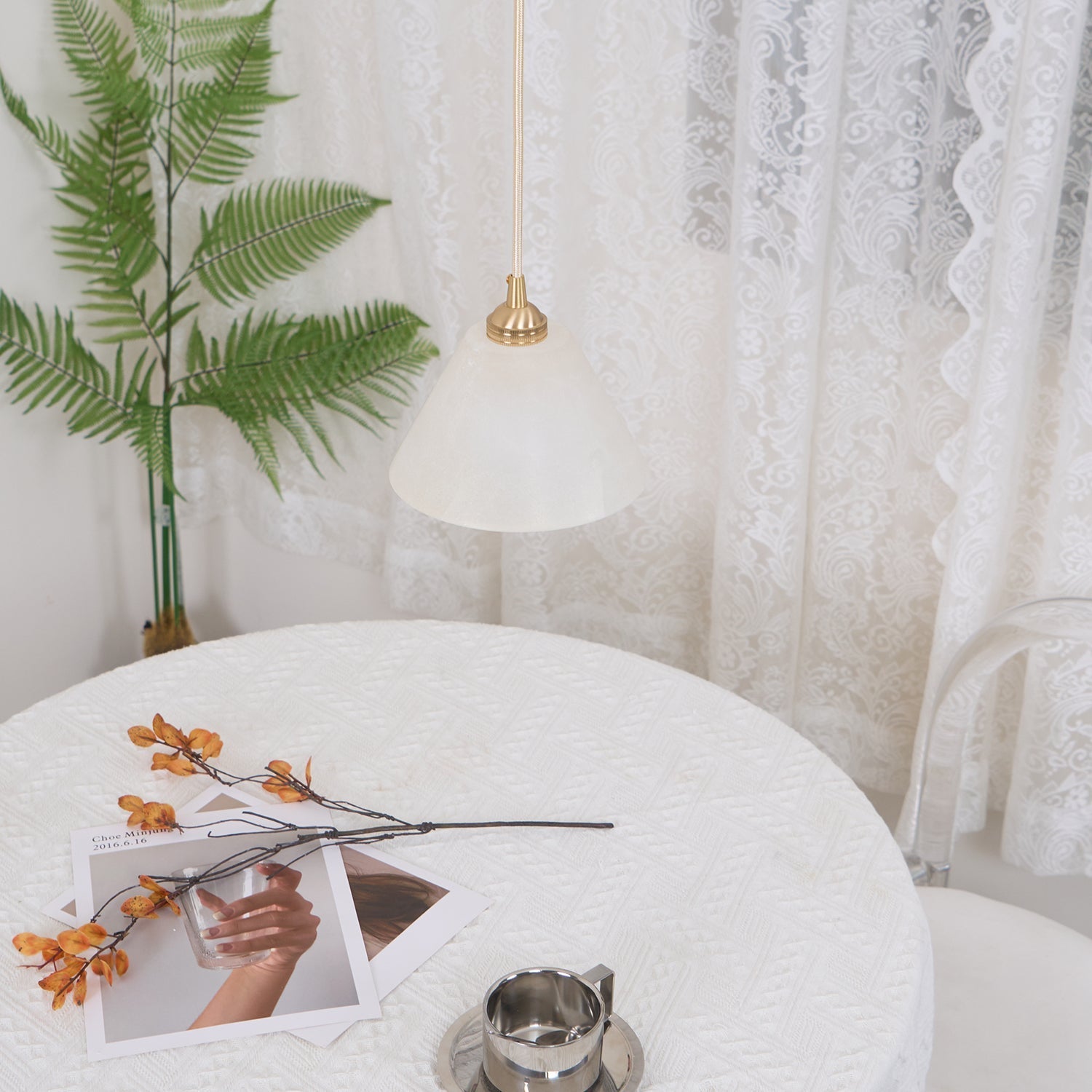 Liora Minimalist Alabaster Pendant Light-Neutral Decor