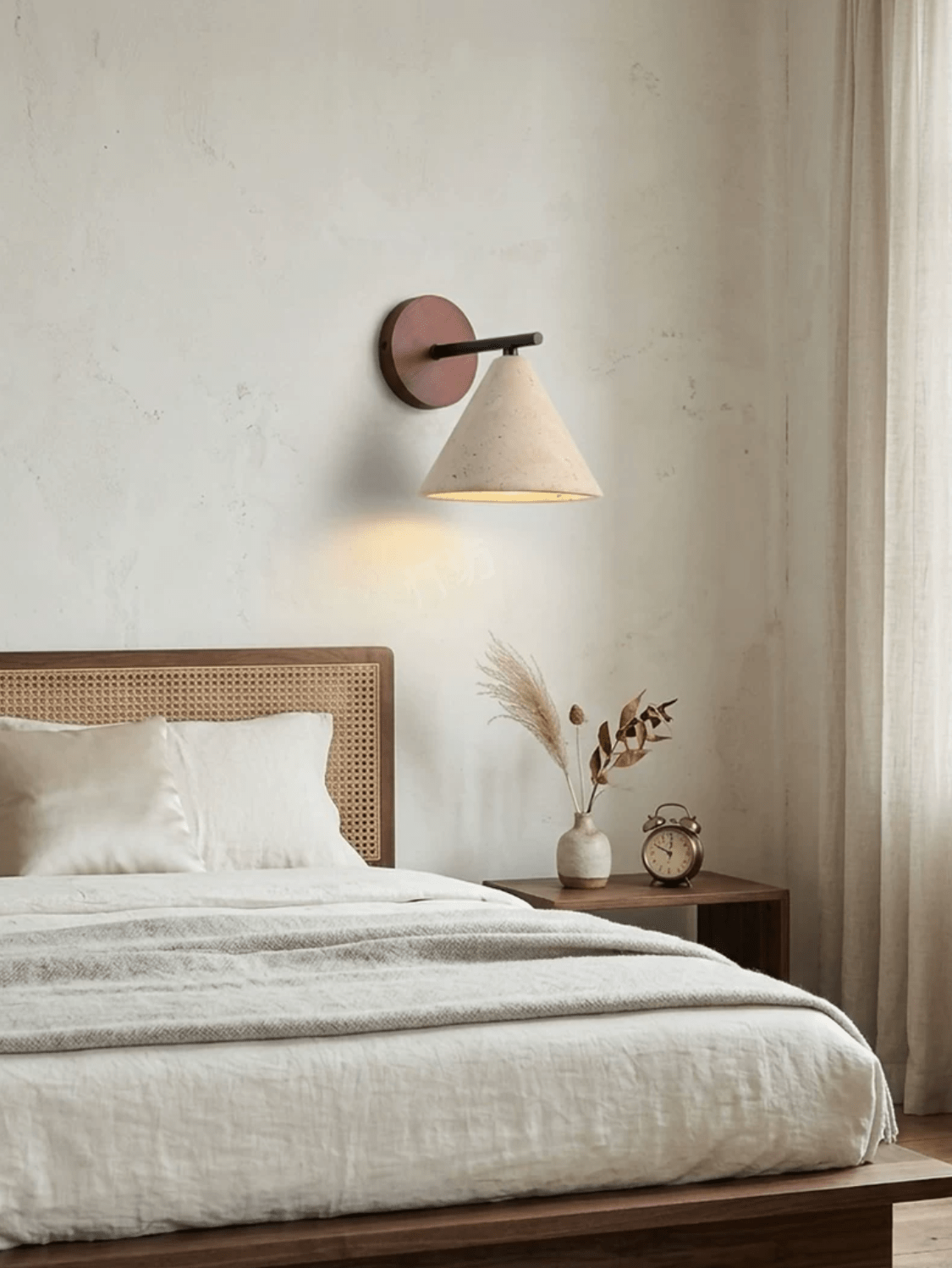 Conical Travertine Wall Light-Neutral Decor