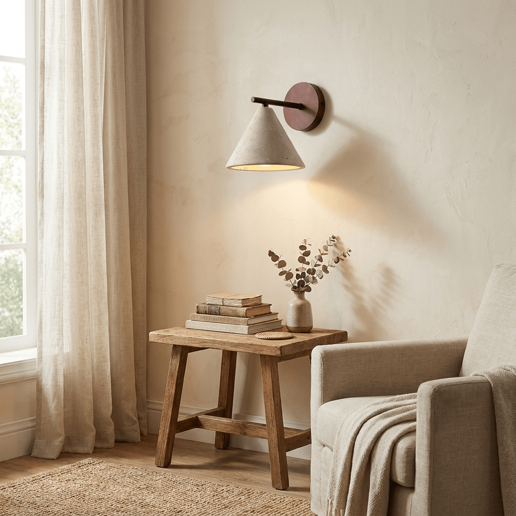 Conical Travertine Wall Light-Neutral Decor