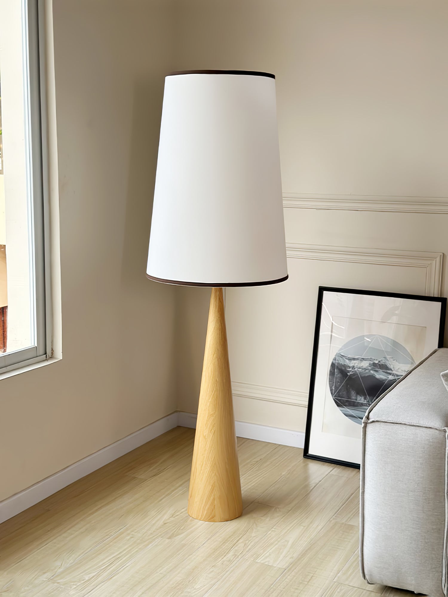 ConeLite Minimalist Wood Conical Floor Lamp-Neutral Decor