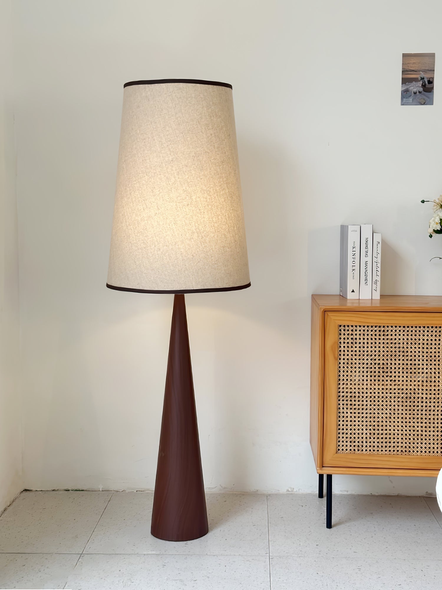 ConeLite Minimalist Wood Conical Floor Lamp-Neutral Decor
