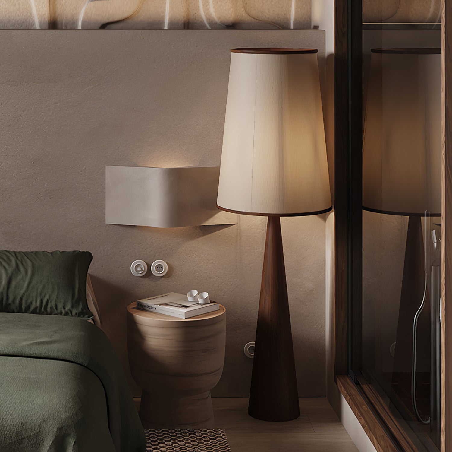 ConeLite Minimalist Wood Conical Floor Lamp-Neutral Decor
