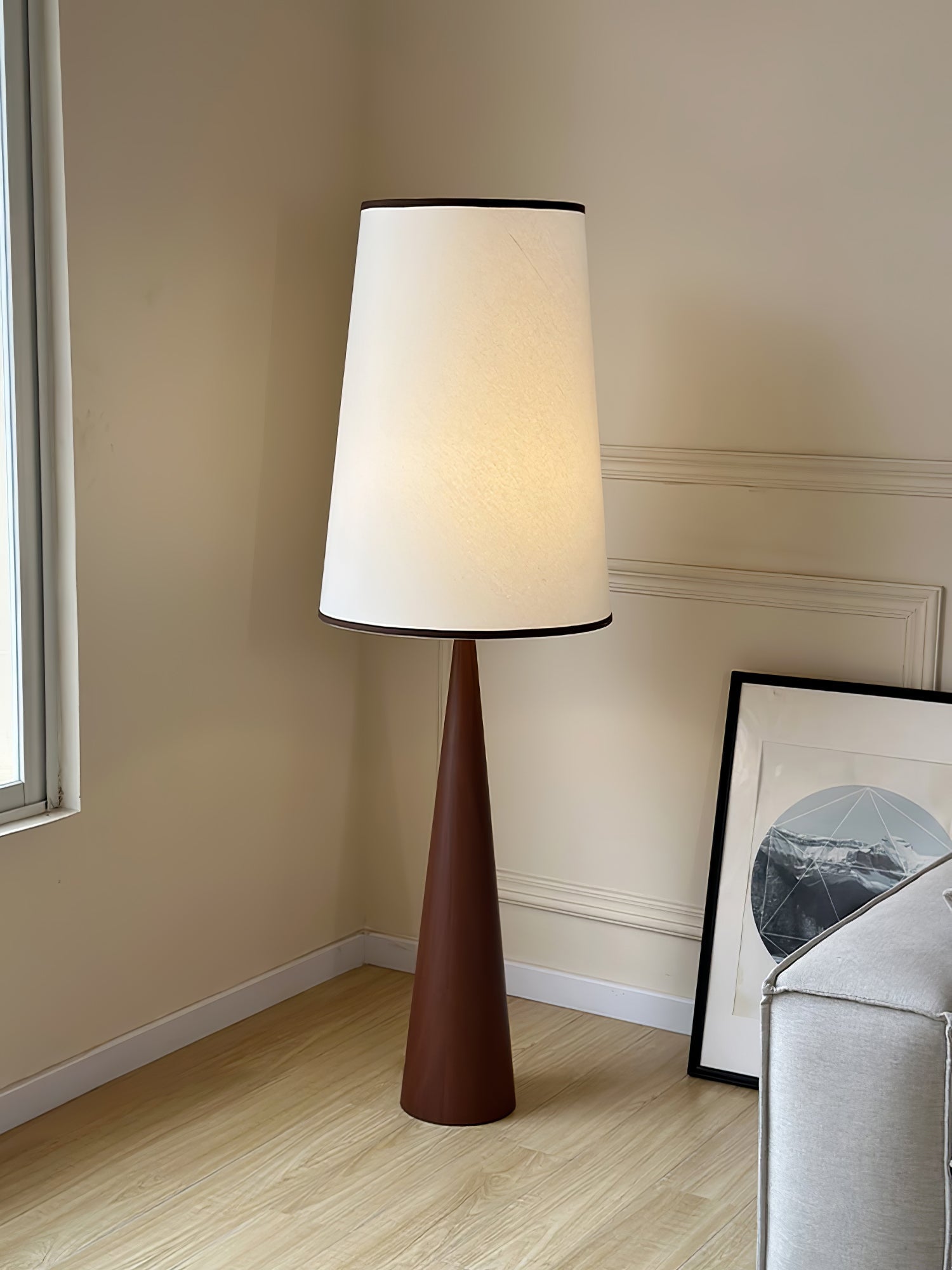 ConeLite Minimalist Wood Conical Floor Lamp-Neutral Decor