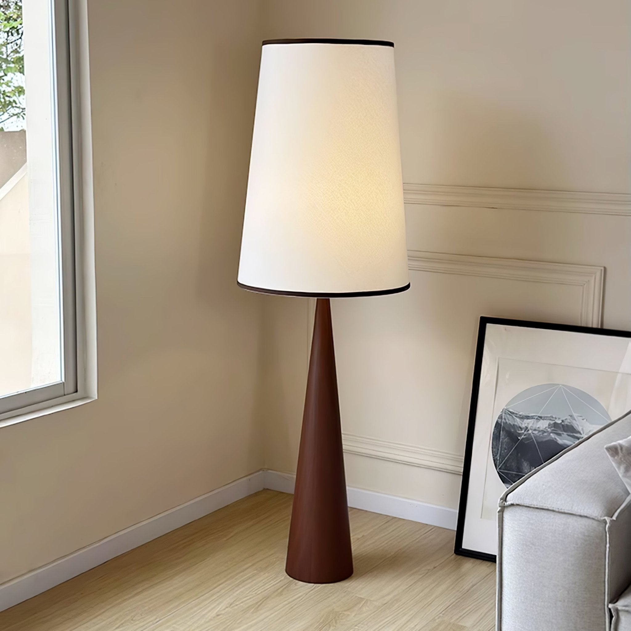 ConeLite Minimalist Wood Conical Floor Lamp-Neutral Decor