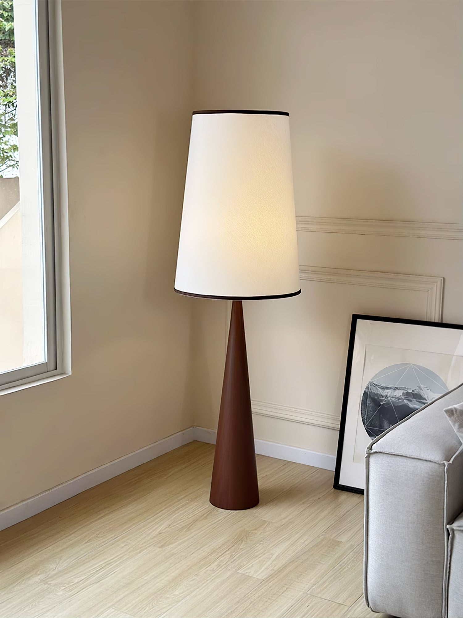 ConeLite Minimalist Wood Conical Floor Lamp-Neutral Decor