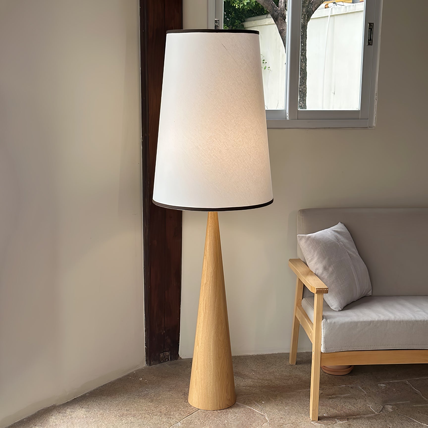 ConeLite Minimalist Wood Conical Floor Lamp-Neutral Decor