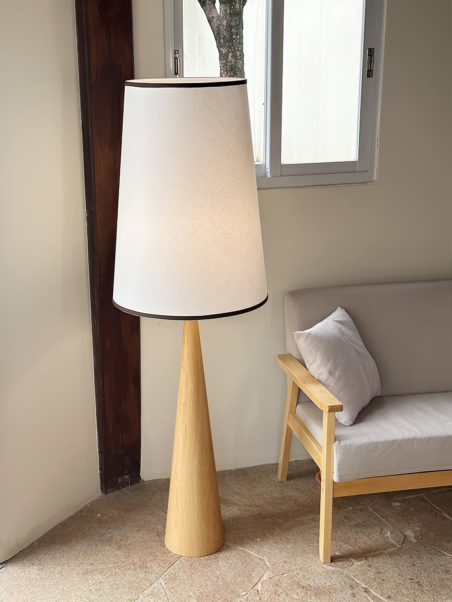 ConeLite Minimalist Wood Conical Floor Lamp-Neutral Decor