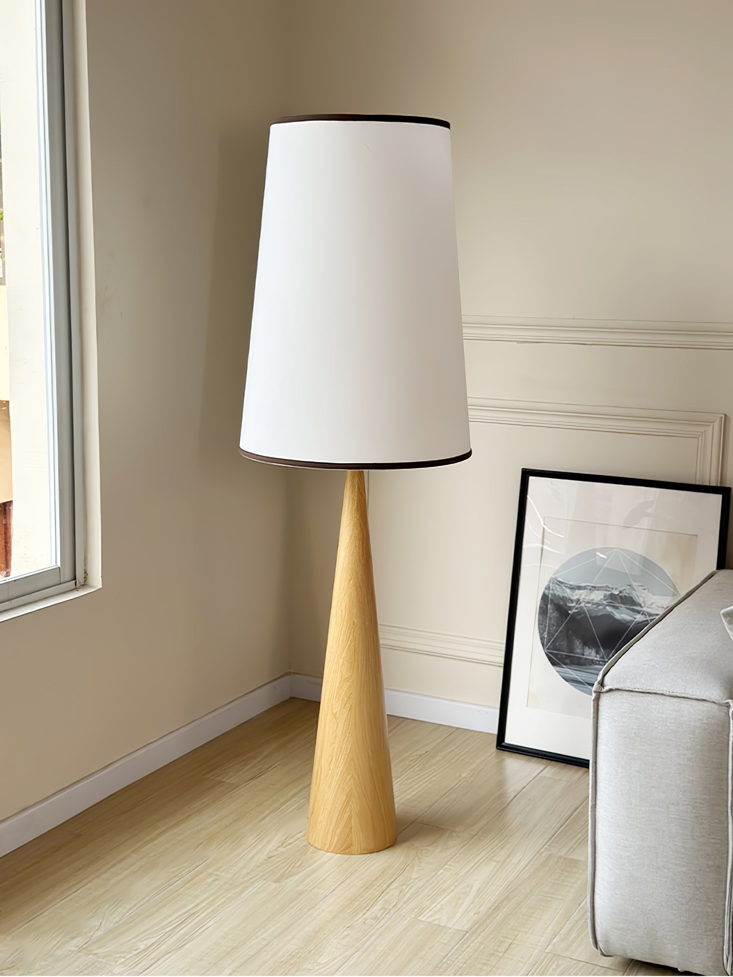 ConeLite Minimalist Wood Conical Floor Lamp-Neutral Decor