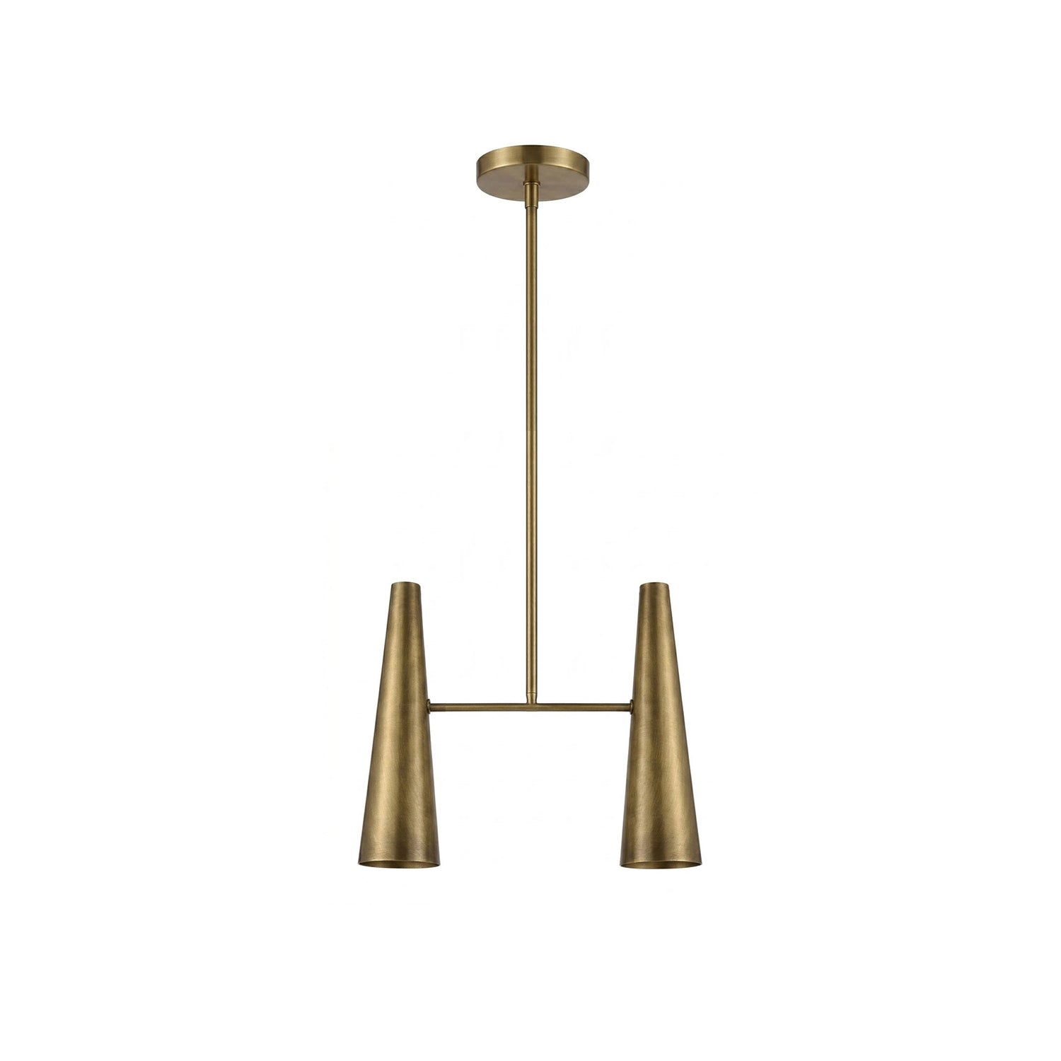 Cono Pendant Lamp in brass finish, front view.