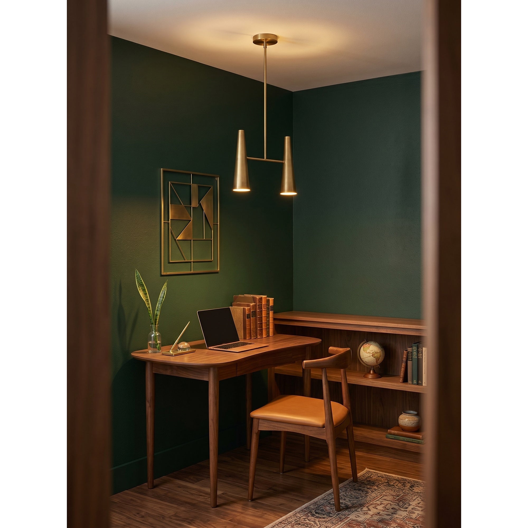 The Cono Pendant Lamp hanging above a formal dining table.