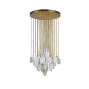 Allure Alabaster Chandelier hanging in a grand, two-story foyer.