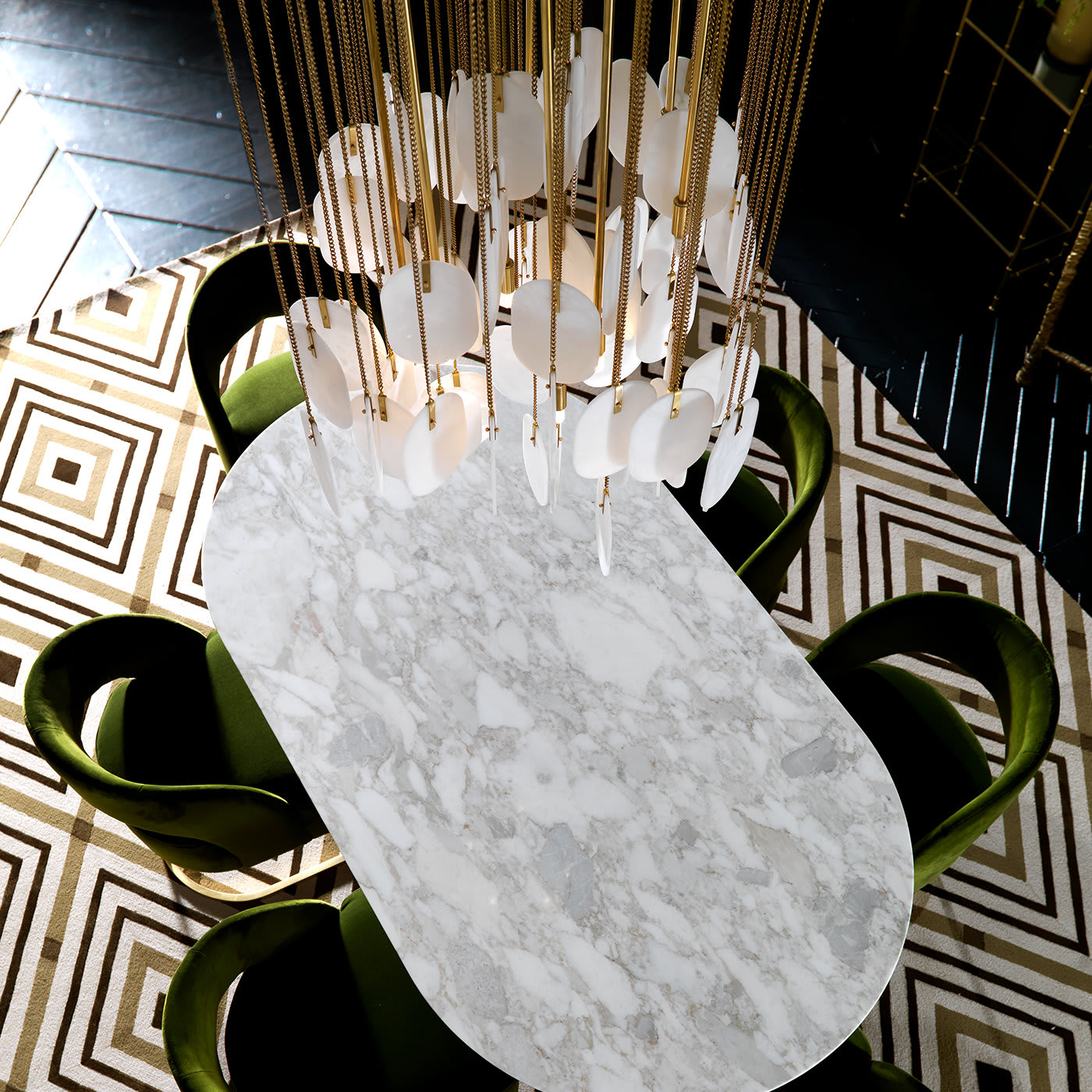 Allure Chandelier with the clean White finish option.