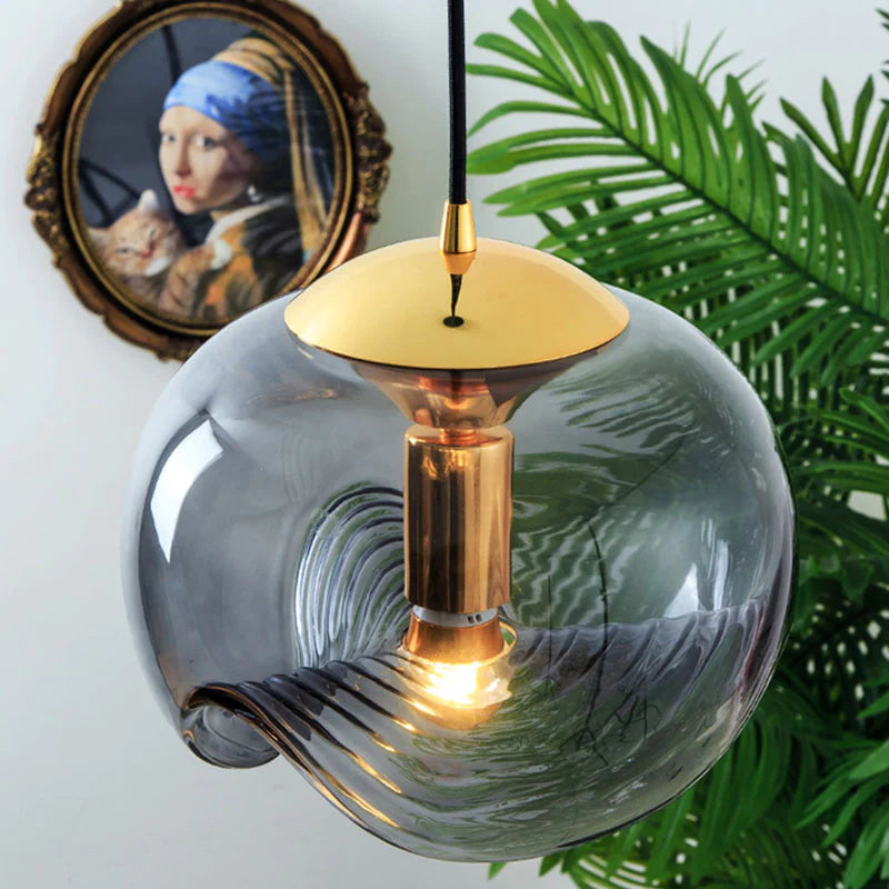 Valentina Design LED Globe Pendant Light Black Glass Bar Counter - Neutral Decor