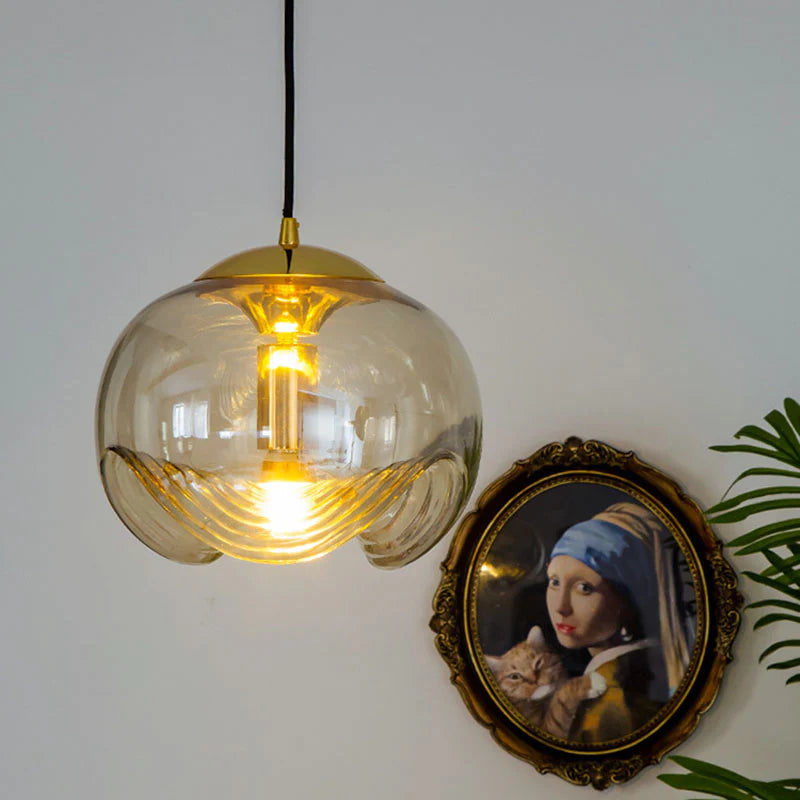 Valentina Design LED Globe Pendant Light Black Glass Bar Counter - Neutral Decor