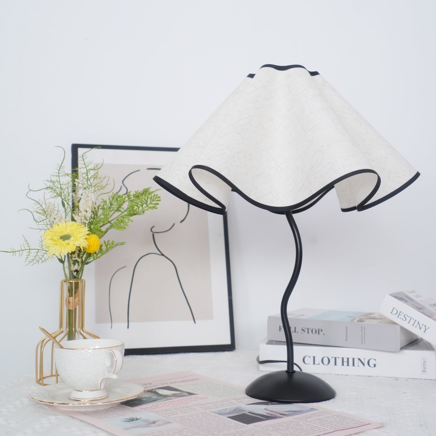 Luminova Fabric Artistic Table Lamp-Neutral Decor