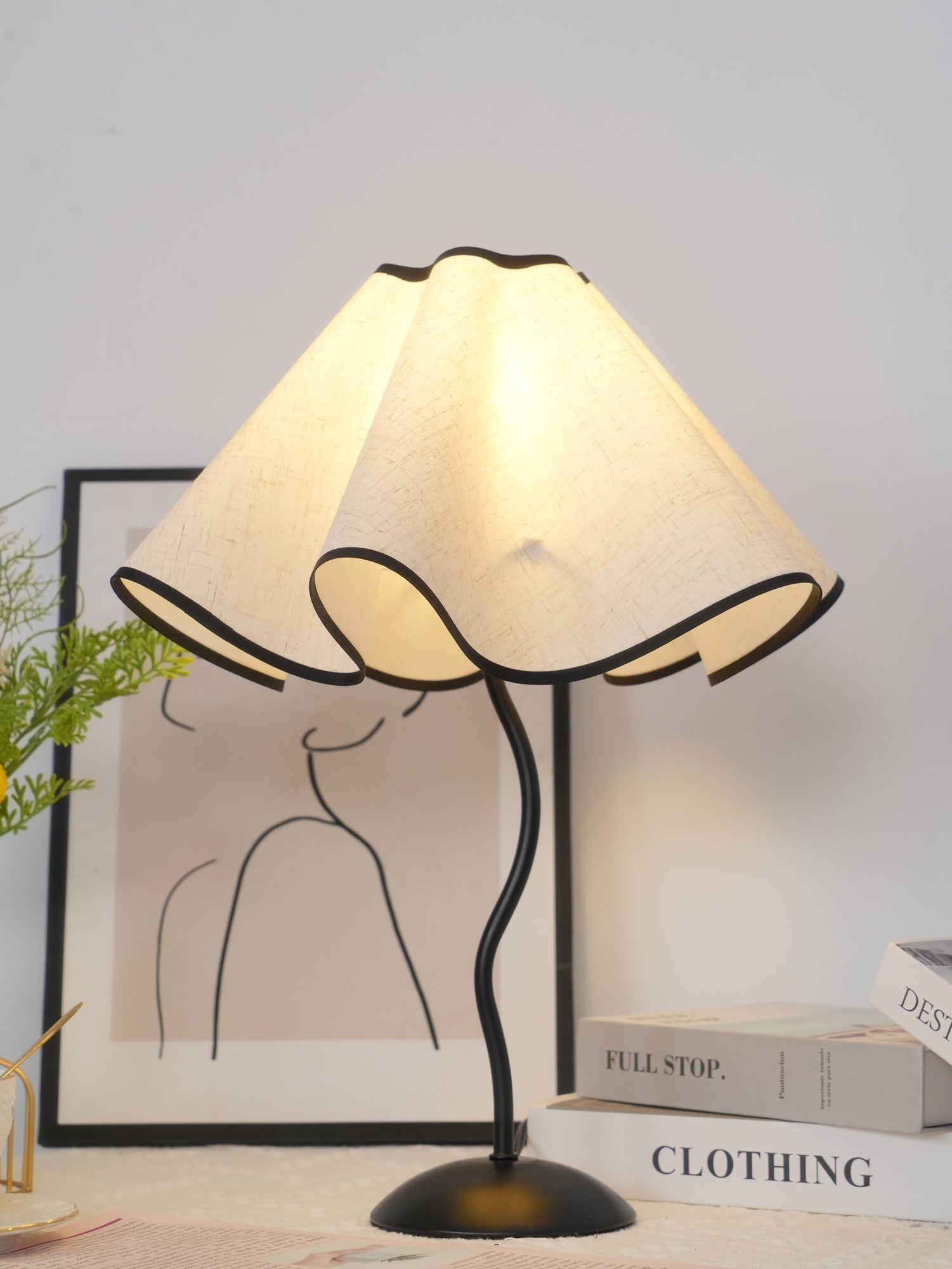Luminova Fabric Artistic Table Lamp-Neutral Decor